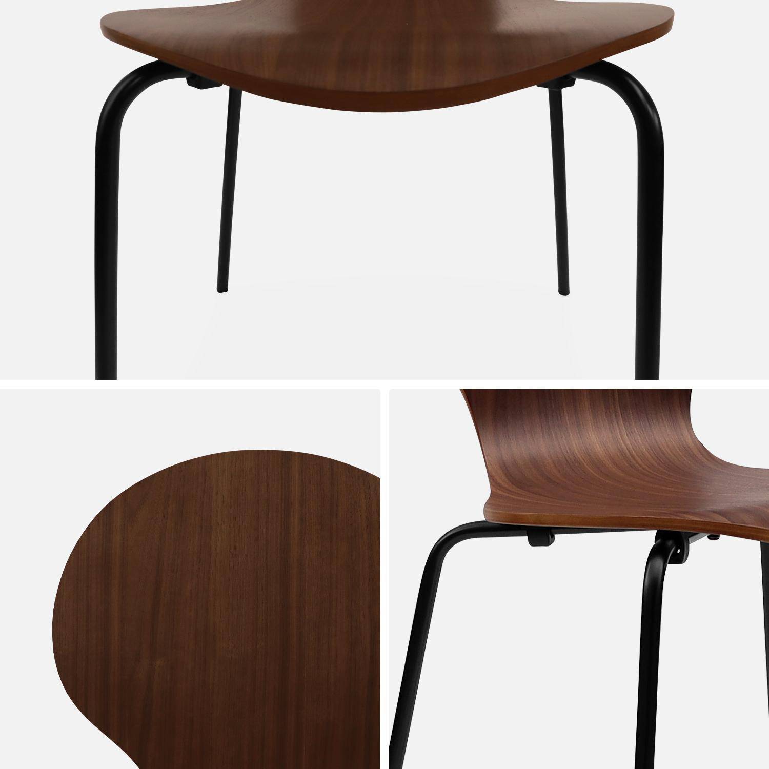 Set di 4 sedie legno scuro retro impilabili, legno di hevea e compensato, gambe in acciaio, Naomi, L 43 x P 48 x H 87cm Photo7