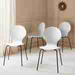 4er Set weiße stapelbare Retro-Stühle, Hevea-Holz und Sperrholz, Stahlbeine, Naomi, B 43 x T 48 x H 87cm Photo1