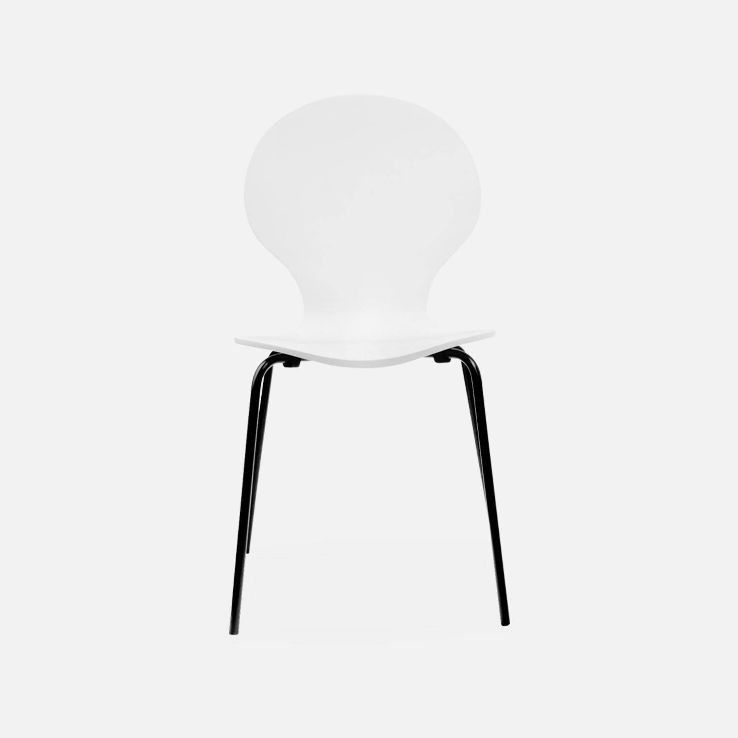 Lot de 4 chaises blanches, rétro empilables, bois d'hévéa et contreplaqué, pieds en acier, Naomi, L 43 x P 48 x H 87cm Photo5