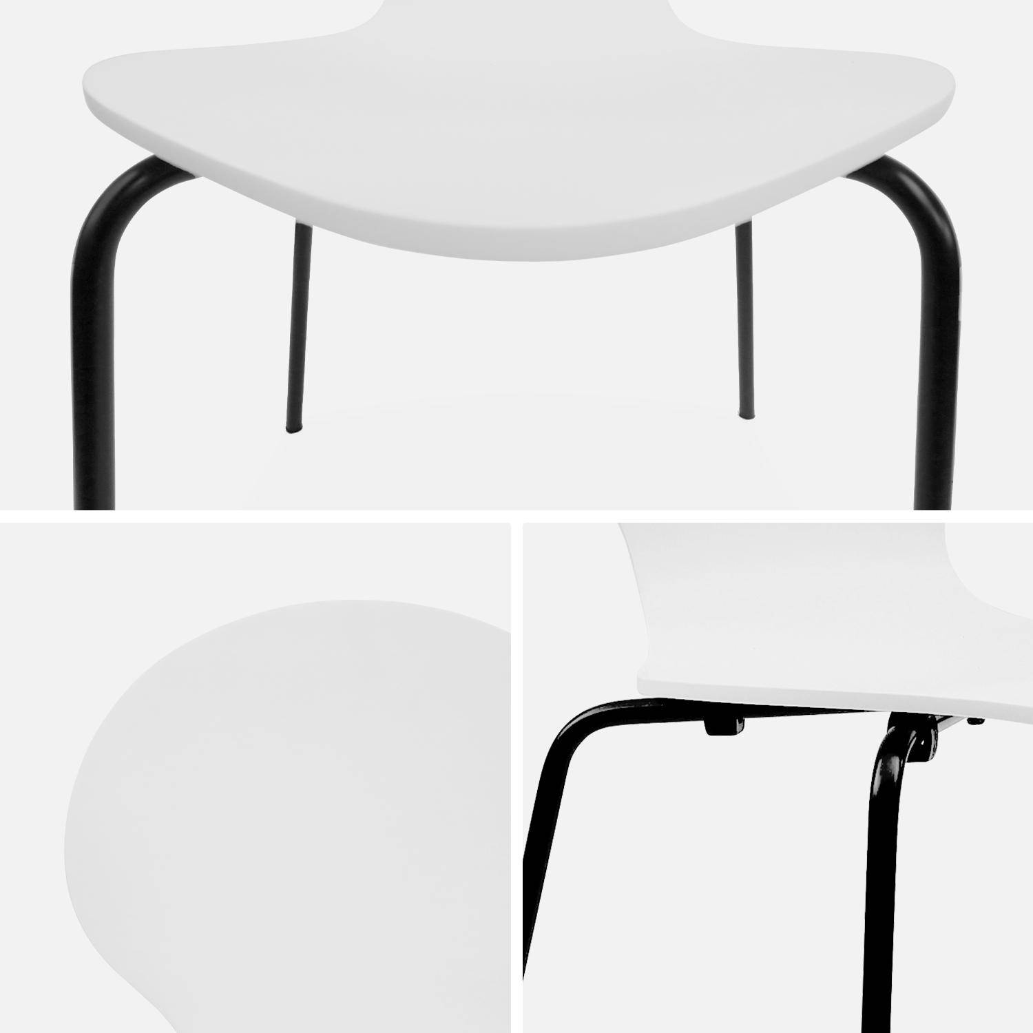4er Set weiße stapelbare Retro-Stühle, Hevea-Holz und Sperrholz, Stahlbeine, Naomi, B 43 x T 48 x H 87cm Photo7