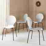 4er Set weiße stapelbare Retro-Stühle, Hevea-Holz und Sperrholz, Stahlbeine, Naomi, B 43 x T 48 x H 87cm Photo2