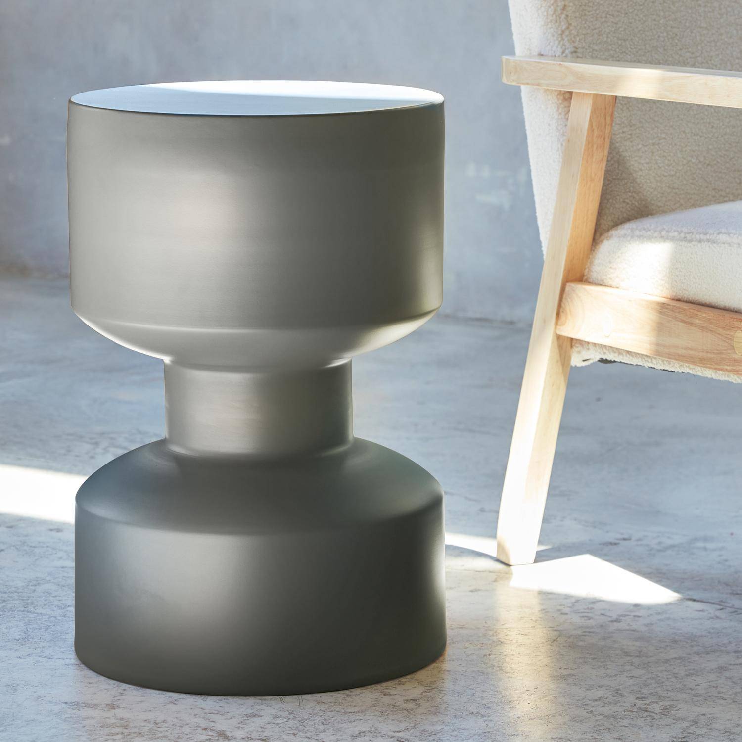 Mesa de apoio, extremidade do sofá, mesa de cabeceira em metal, cinzento escuro, Aya Ø30 x H 47cm Photo1
