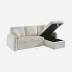 3-seater reversible corner sofa bed with storage box - Milano, Ecru, boucle fabric, rounded lines Photo6