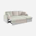 3-seater reversible corner sofa bed with storage box - Milano, Ecru, boucle fabric, rounded lines Photo7