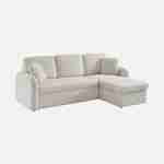 3-seater reversible corner sofa bed with storage box - Milano, Ecru, boucle fabric, rounded lines Photo4