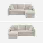 3-seater reversible corner sofa bed with storage box - Milano, Ecru, boucle fabric, rounded lines Photo5