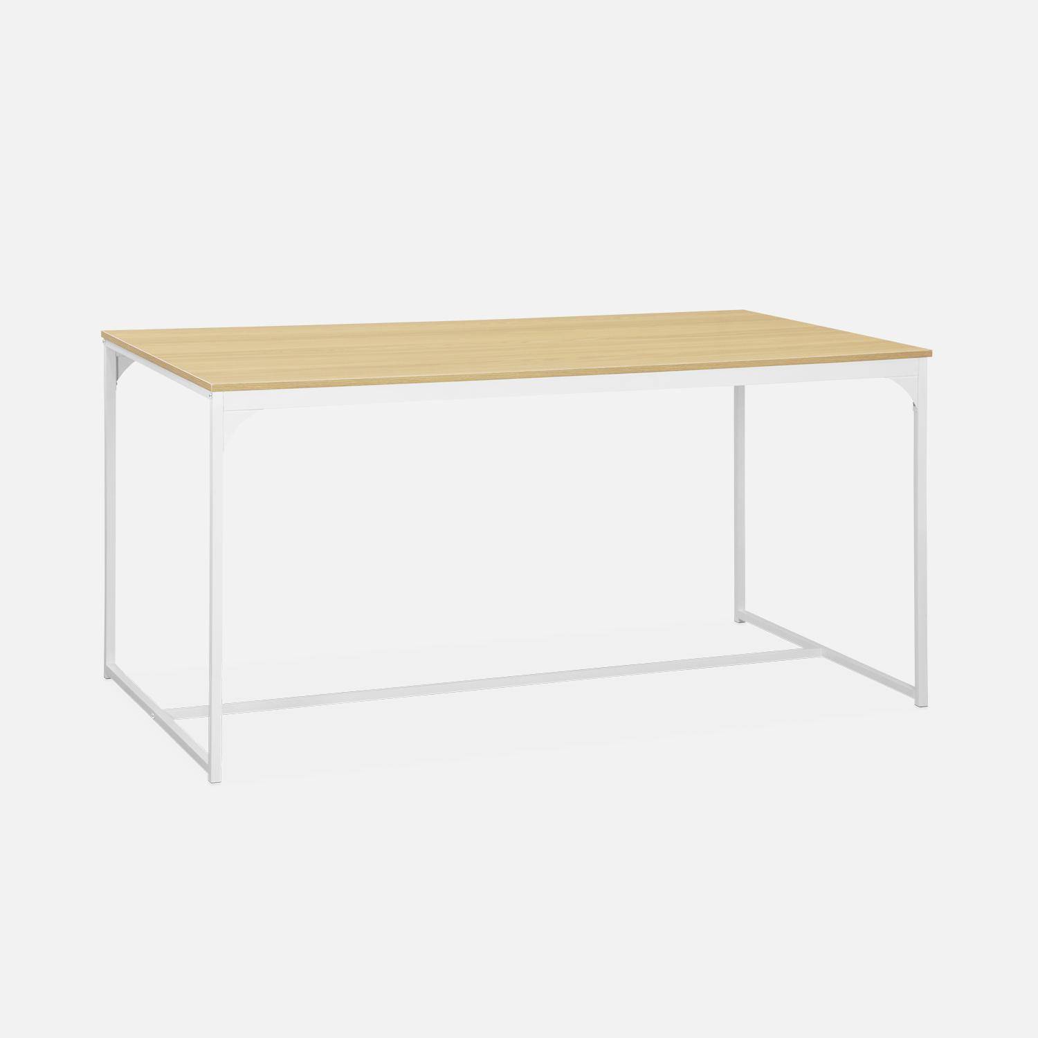 Table à manger rectangulaire métal et décor bois + 4 chaises scandinaves grises,sweeek,Photo6