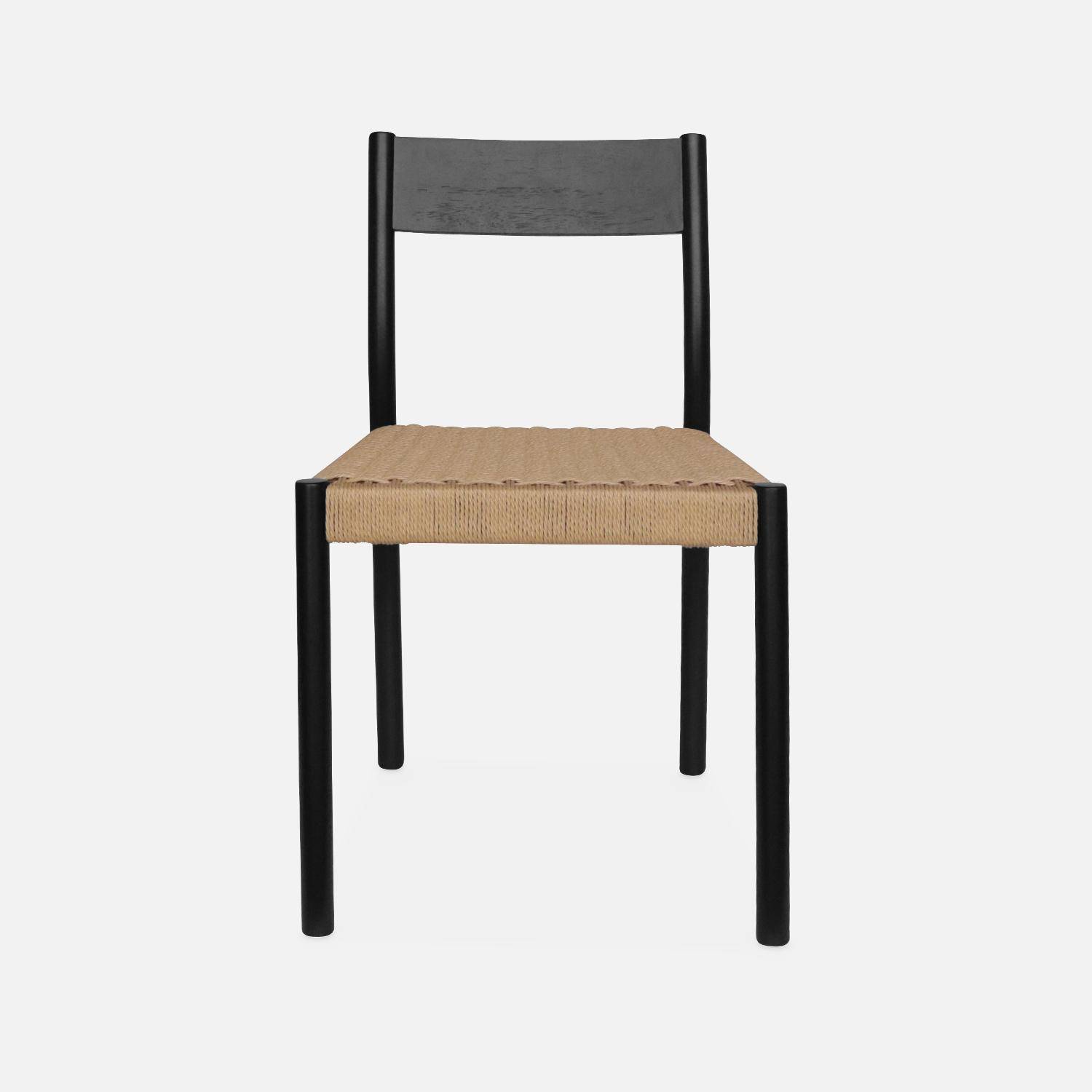 Set van 2 stoelen van zwart hout en touw, Ella, B 49,5 x D 53 x H 81cm,sweeek,Photo6