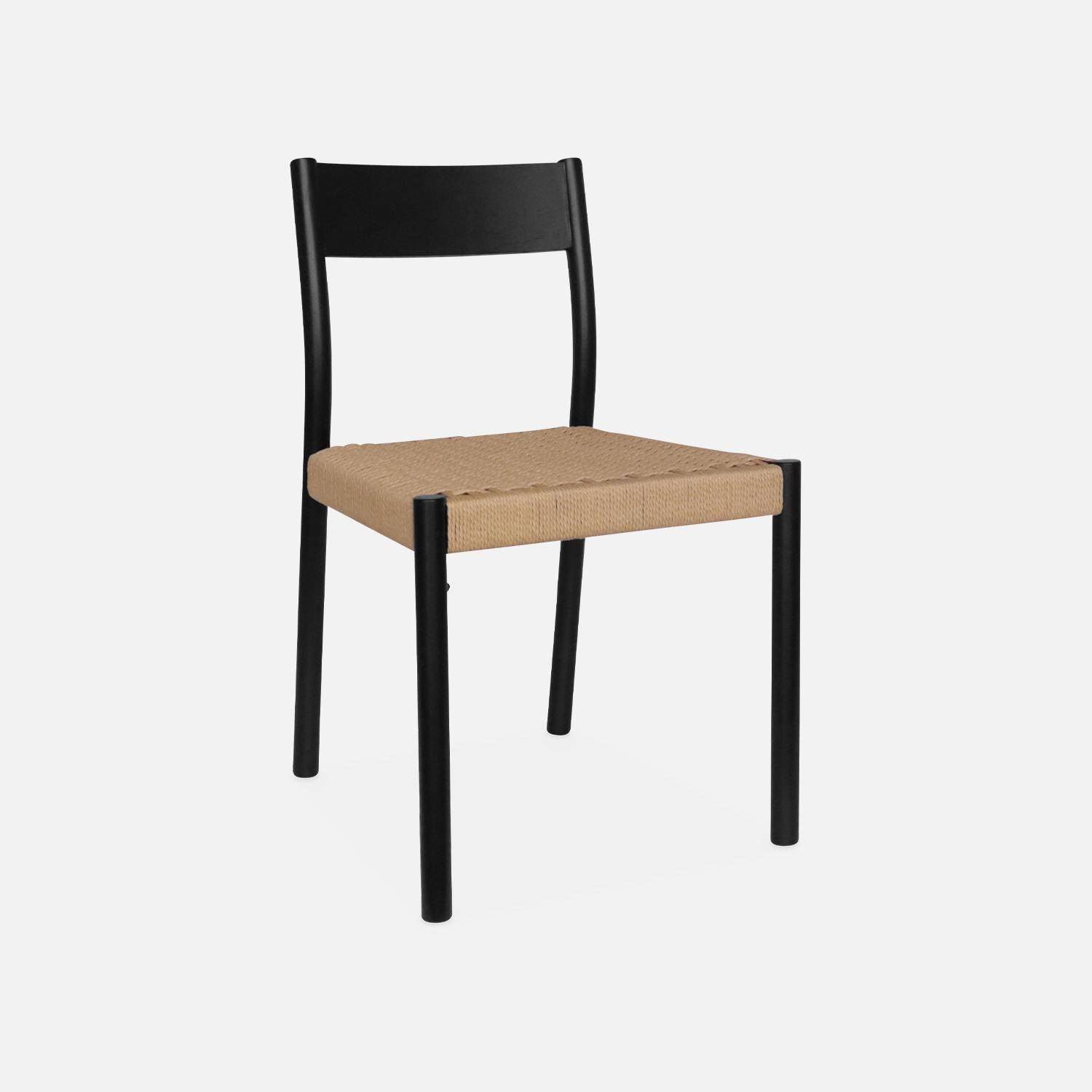 Set van 2 stoelen van zwart hout en touw, Ella, B 49,5 x D 53 x H 81cm Photo5