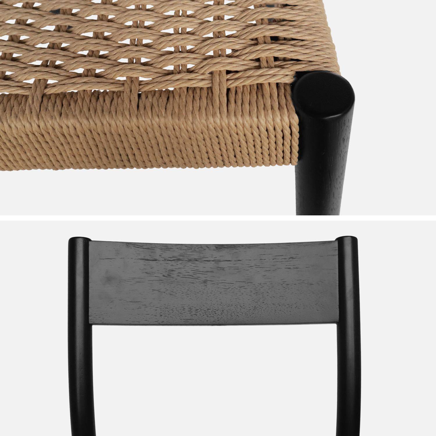Set van 2 stoelen van zwart hout en touw, Ella, B 49,5 x D 53 x H 81cm Photo7