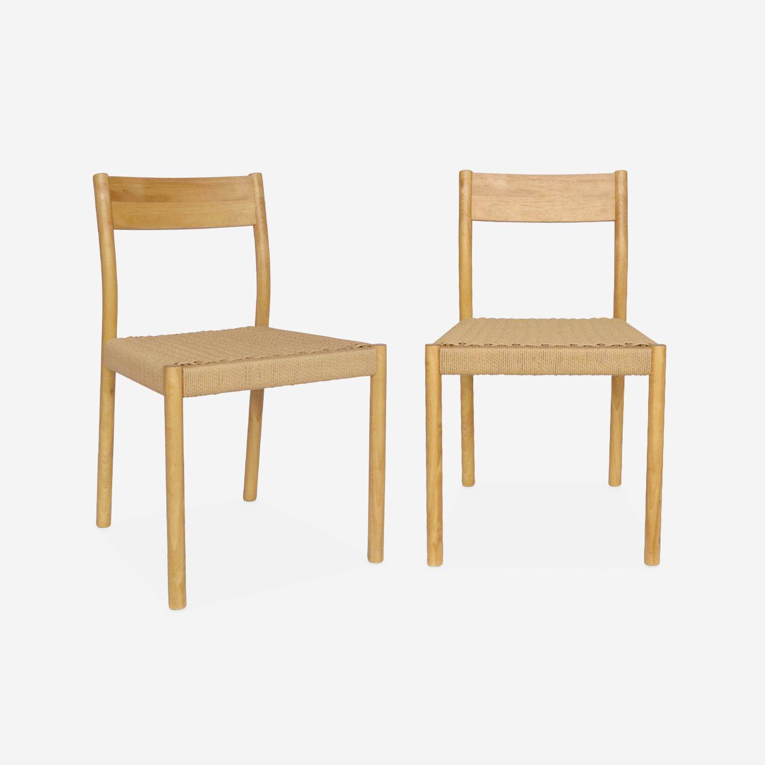 Lot de 2 chaises naturelles en bois et cordes, Ella, L 49,5 x P 53 x H 81cm Photo3