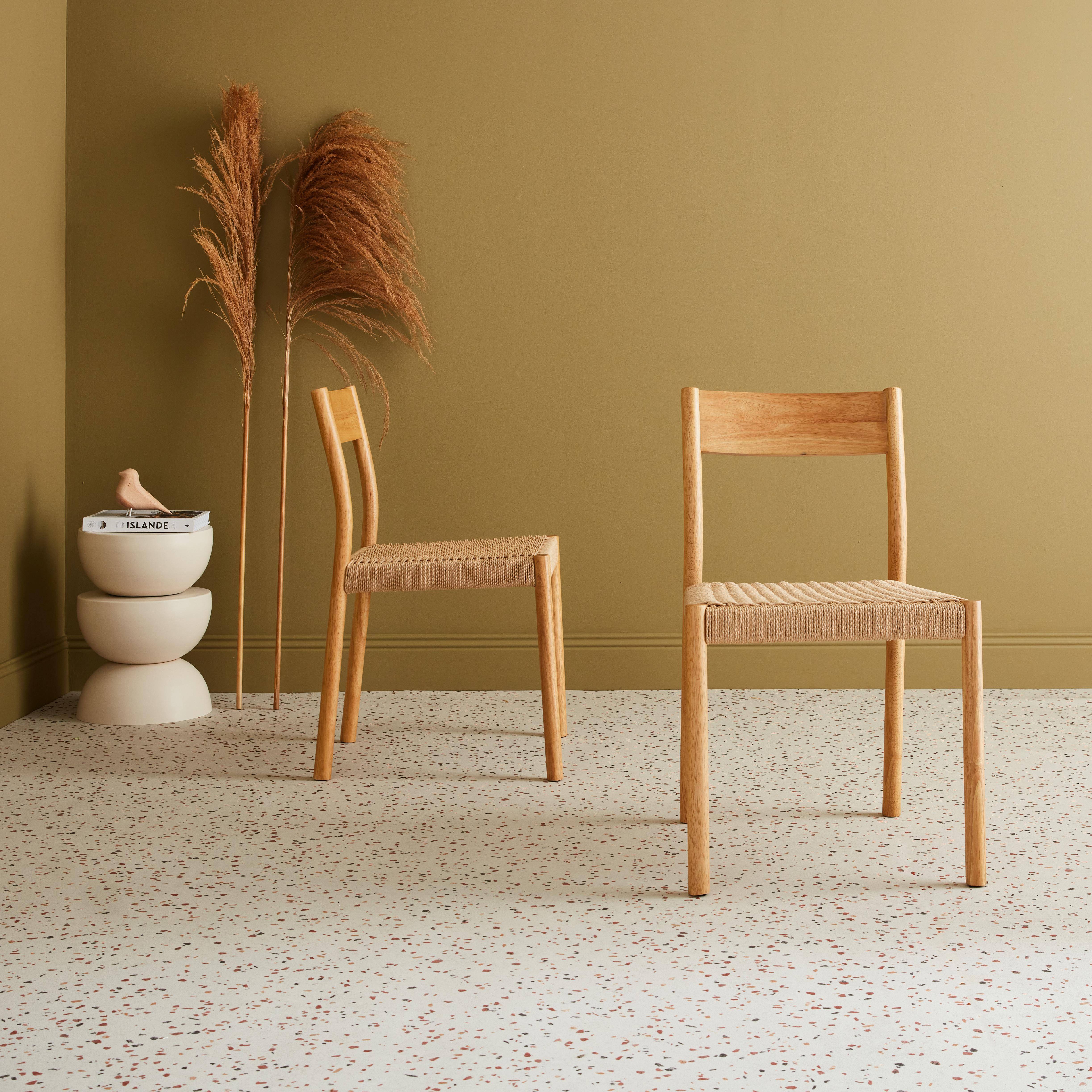 Set van 2 stoelen van hout en touw, Ella, B 49,5 x D 53 x H 81cm Photo2