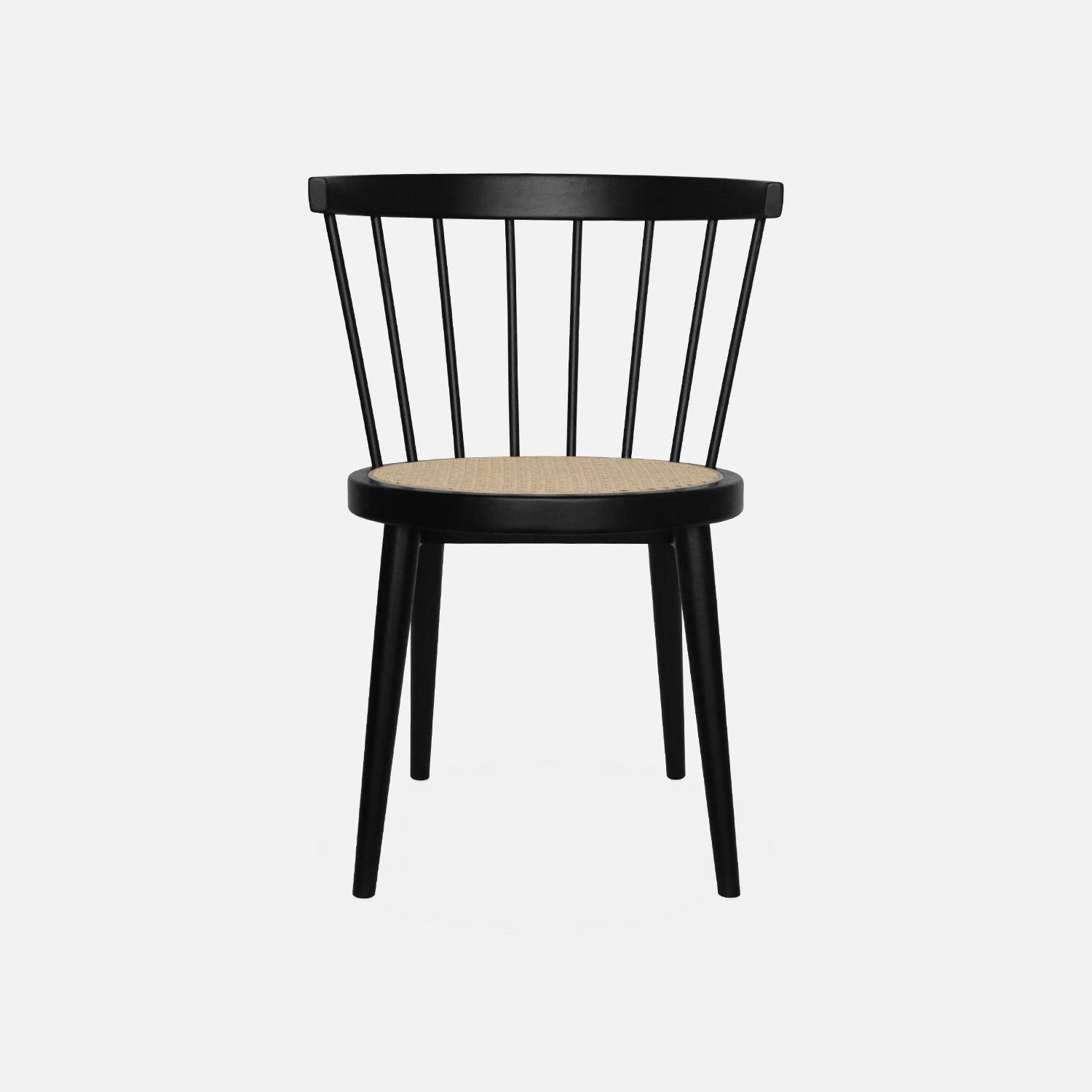 Pair of wood and cane dining chairs, W53 x D53.5 x H76cm, black,sweeek,Photo6