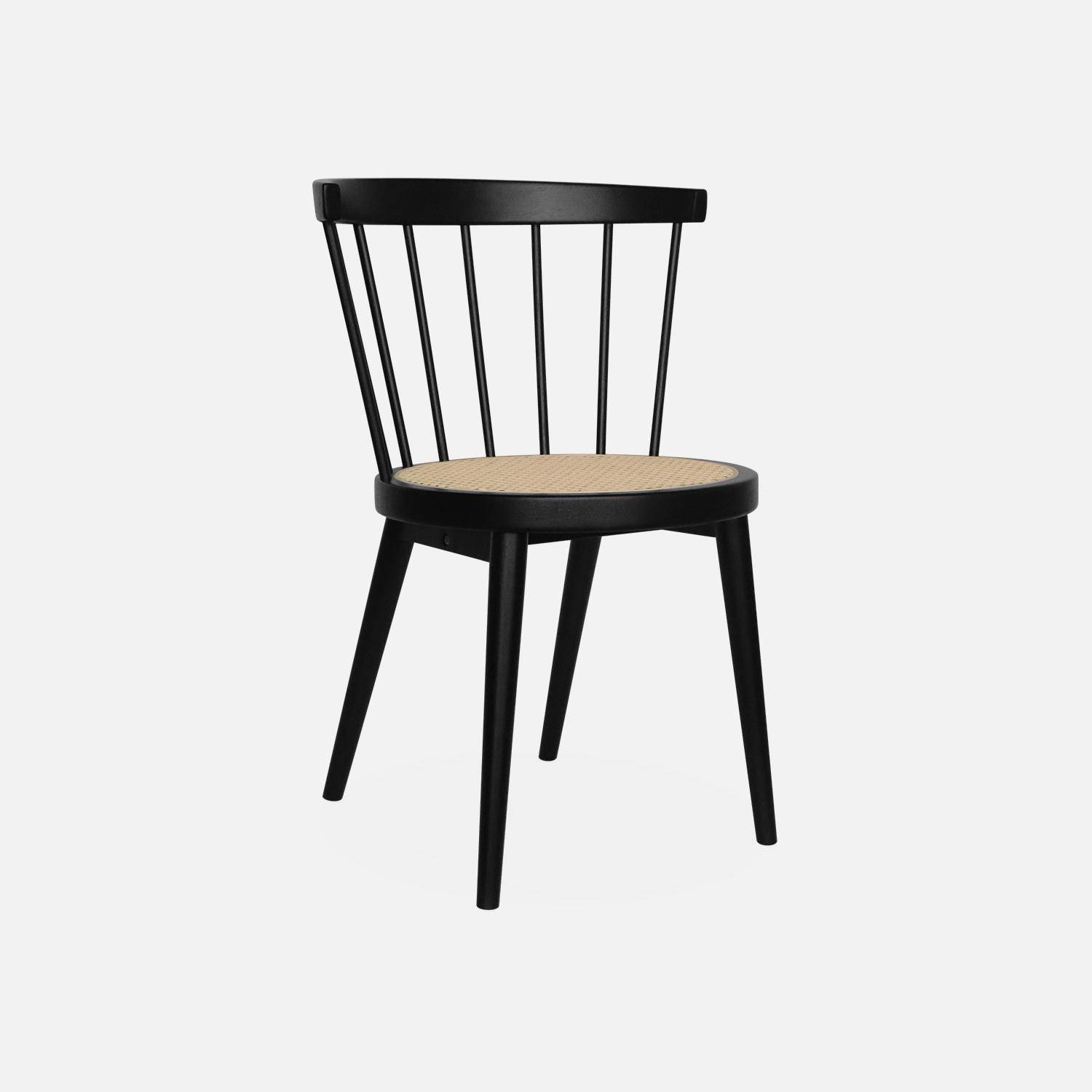 Pair of wood and cane dining chairs, W53 x D53.5 x H76cm, black,sweeek,Photo5