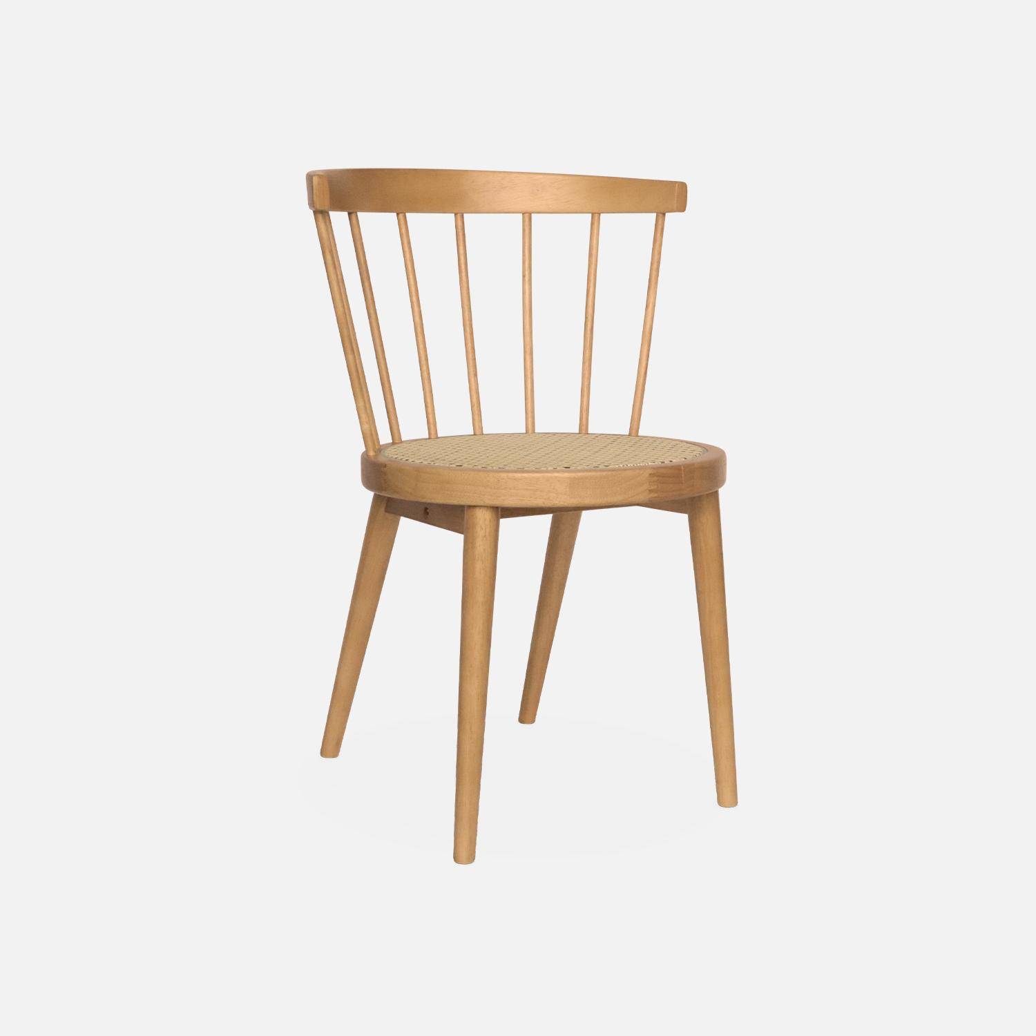 Set di 2 sedie in legno naturale e canna, Nora, L 54 x P 54 x H 76,5 cm. Photo5