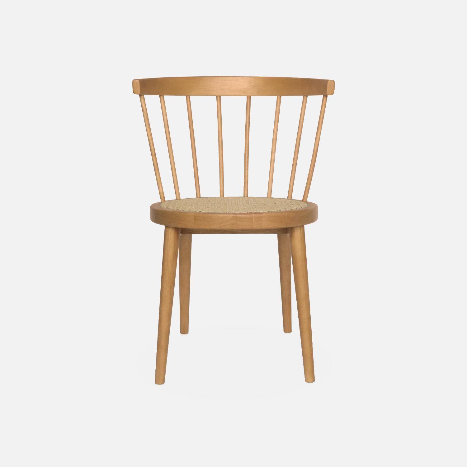 Set di 2 sedie in legno naturale e canna, Nora, L 54 x P 54 x H 76,5 cm. Photo6