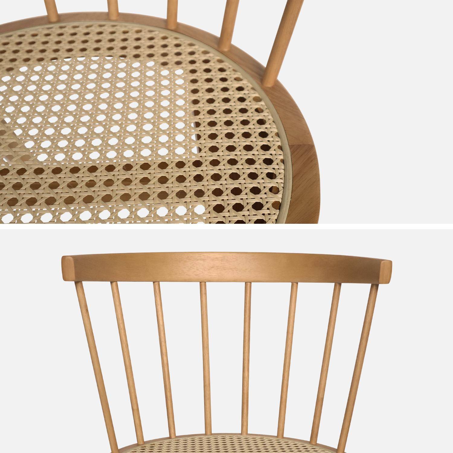 Set von 2 naturfarbenen Stühlen aus Holz und Rohrgeflecht, Nora, B 54 x T 54 x H 76,5cm,sweeek,Photo7