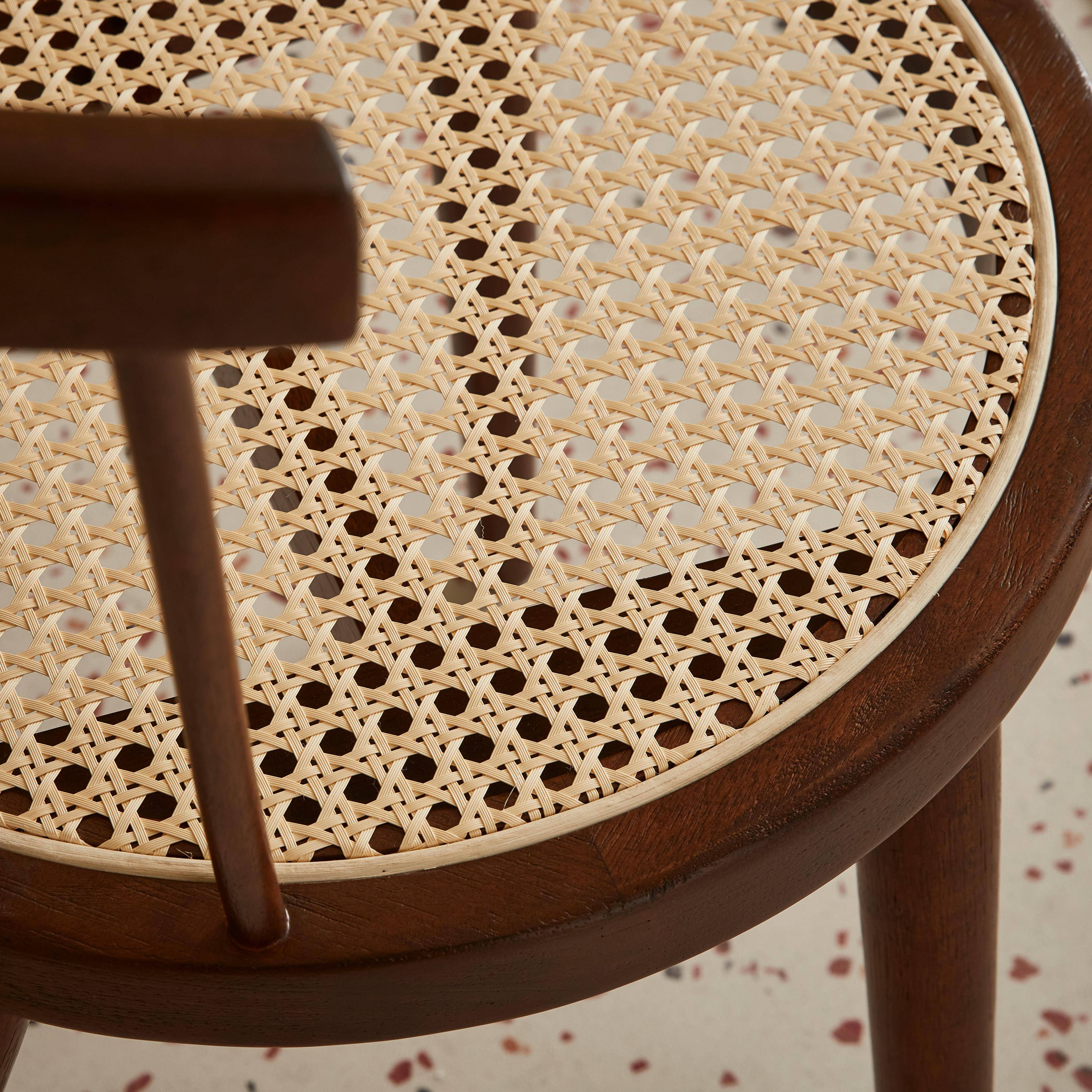 Set di 2 sedie in legno di noce e canna, Nora, L 54 x P 54 x H 76,5 cm. Photo3