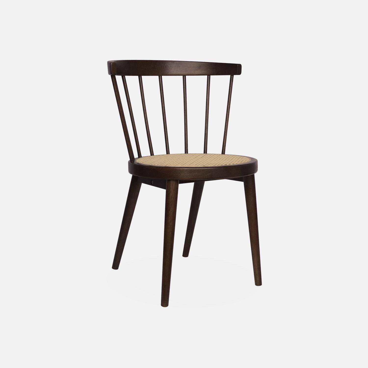 Set von 2 nussbaumfarbenen Stühlen aus Holz und Rohrgeflecht, Nora, B 54 x T 54 x H 76,5cm,sweeek,Photo5