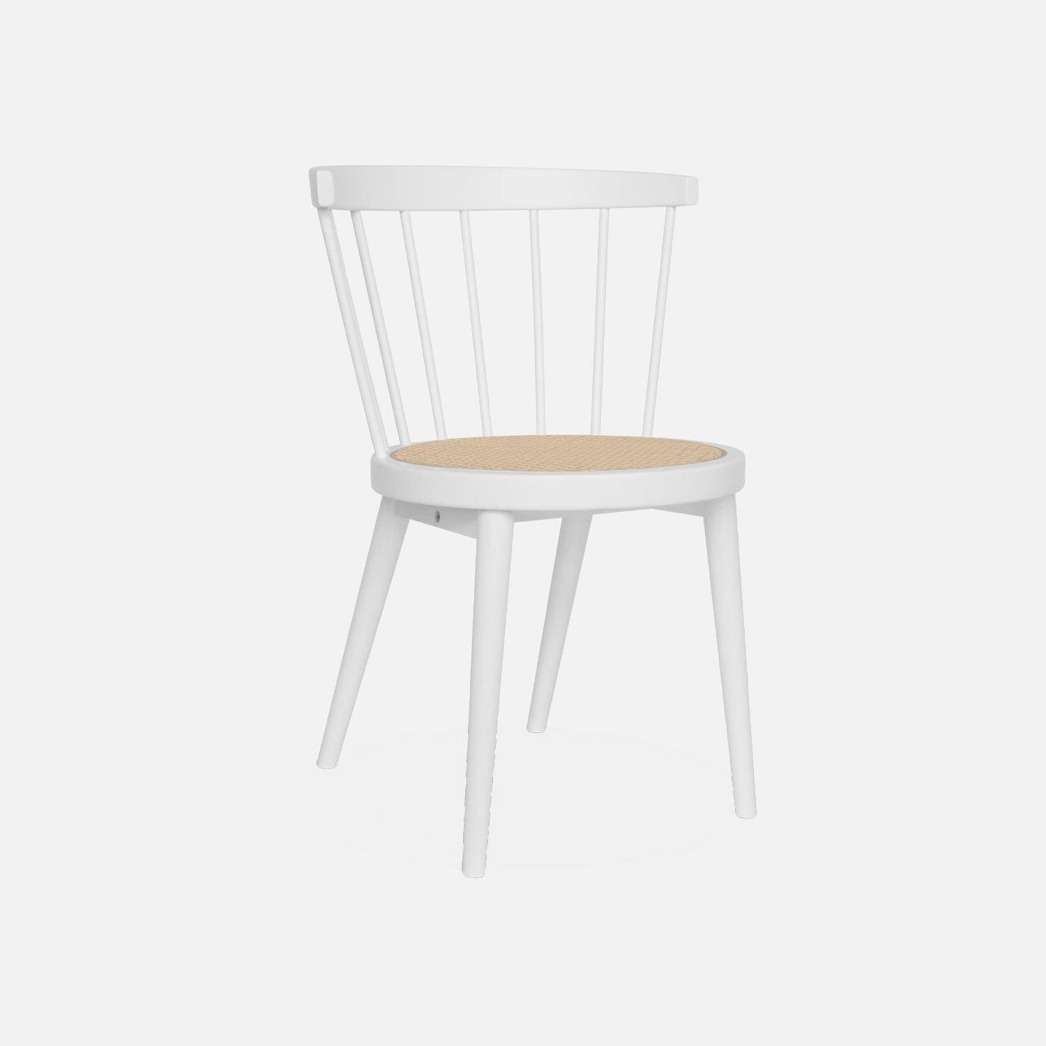 Set von 2 weißen Stühlen aus Holz und Rohrgeflecht, Nora, B 54 x T 54 x H 76,5cm,sweeek,Photo4