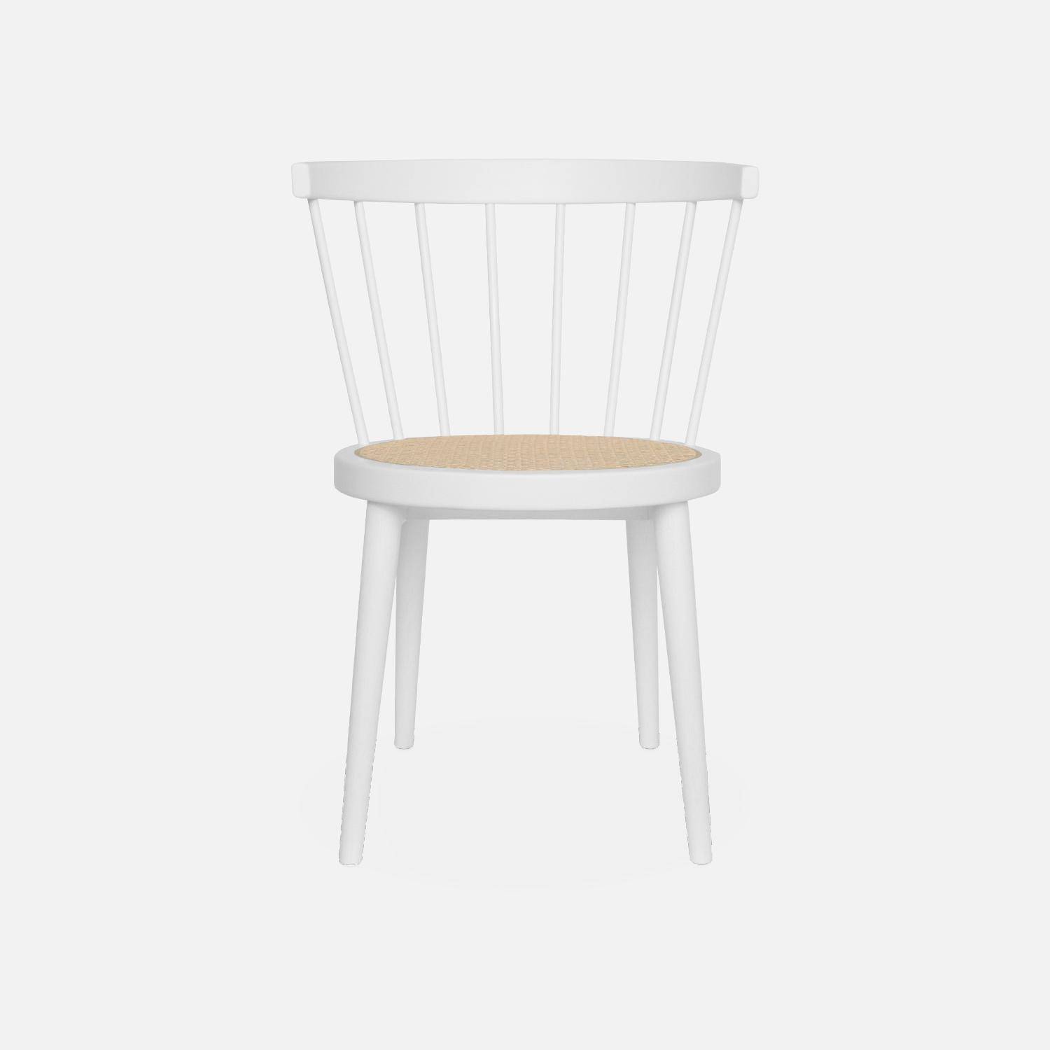 Conjunto de 2 cadeiras em madeira branca e cana, Nora, L 54 x P 54 x A 76,5 cm. Photo5