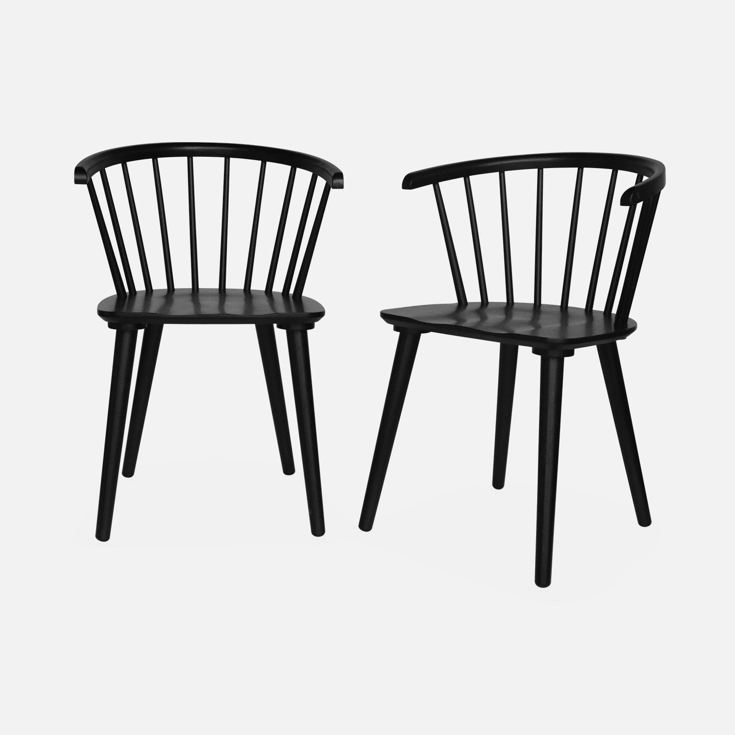 Lot de 2 chaises noires à barreaux en bois et contreplaqué  | sweeek