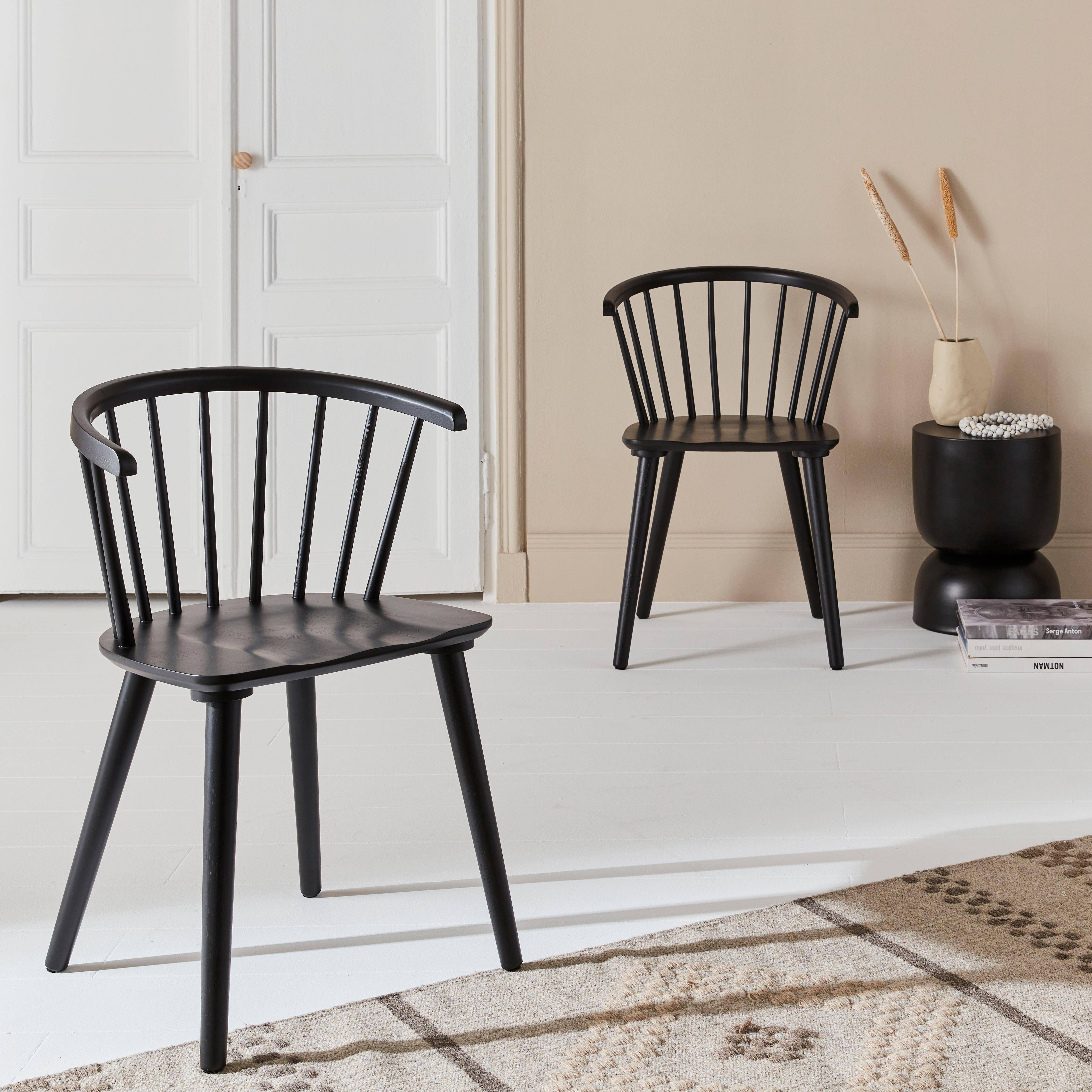 Pair of  Wood and Plywood Spindle Chairs, black, L53 x W47.5 x H76cm ,sweeek,Photo1