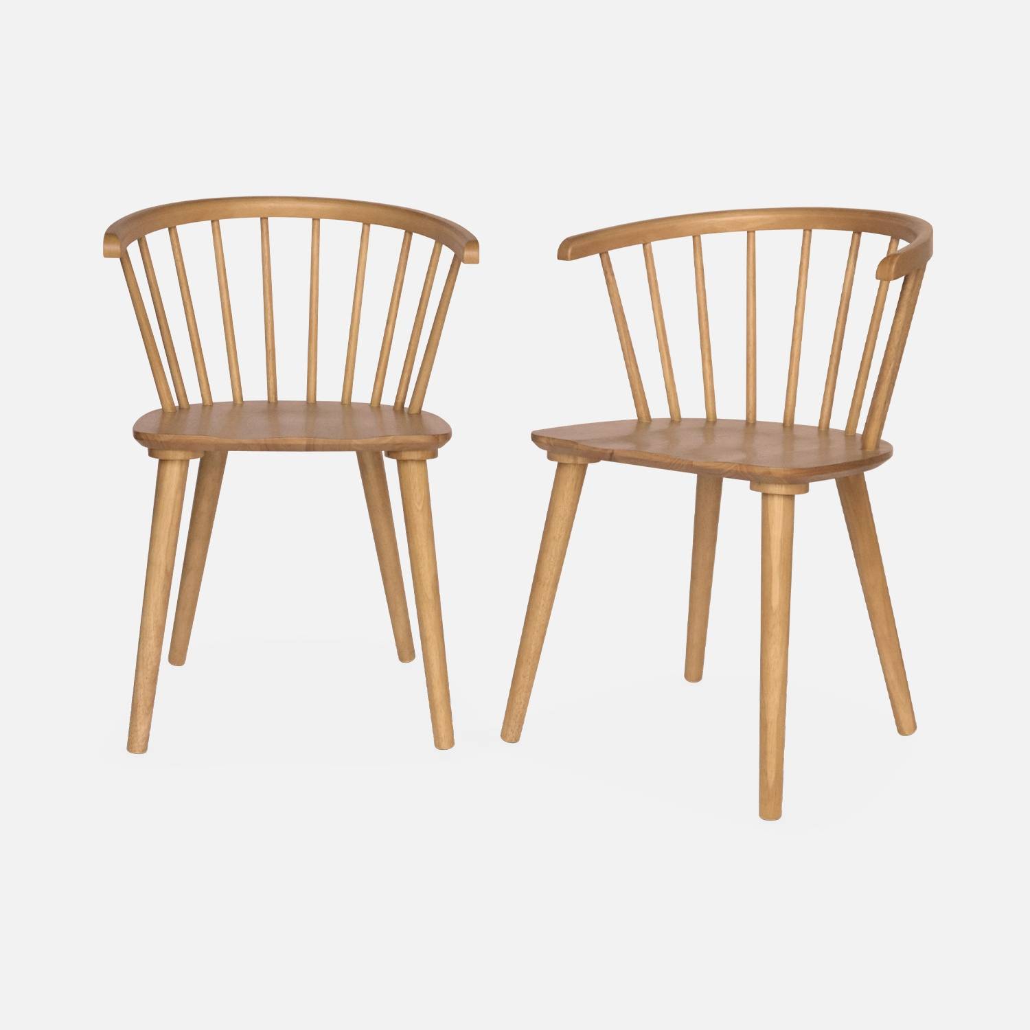 Lot de 2 chaises naturelles à barreaux en bois et contreplaqué  | sweeek