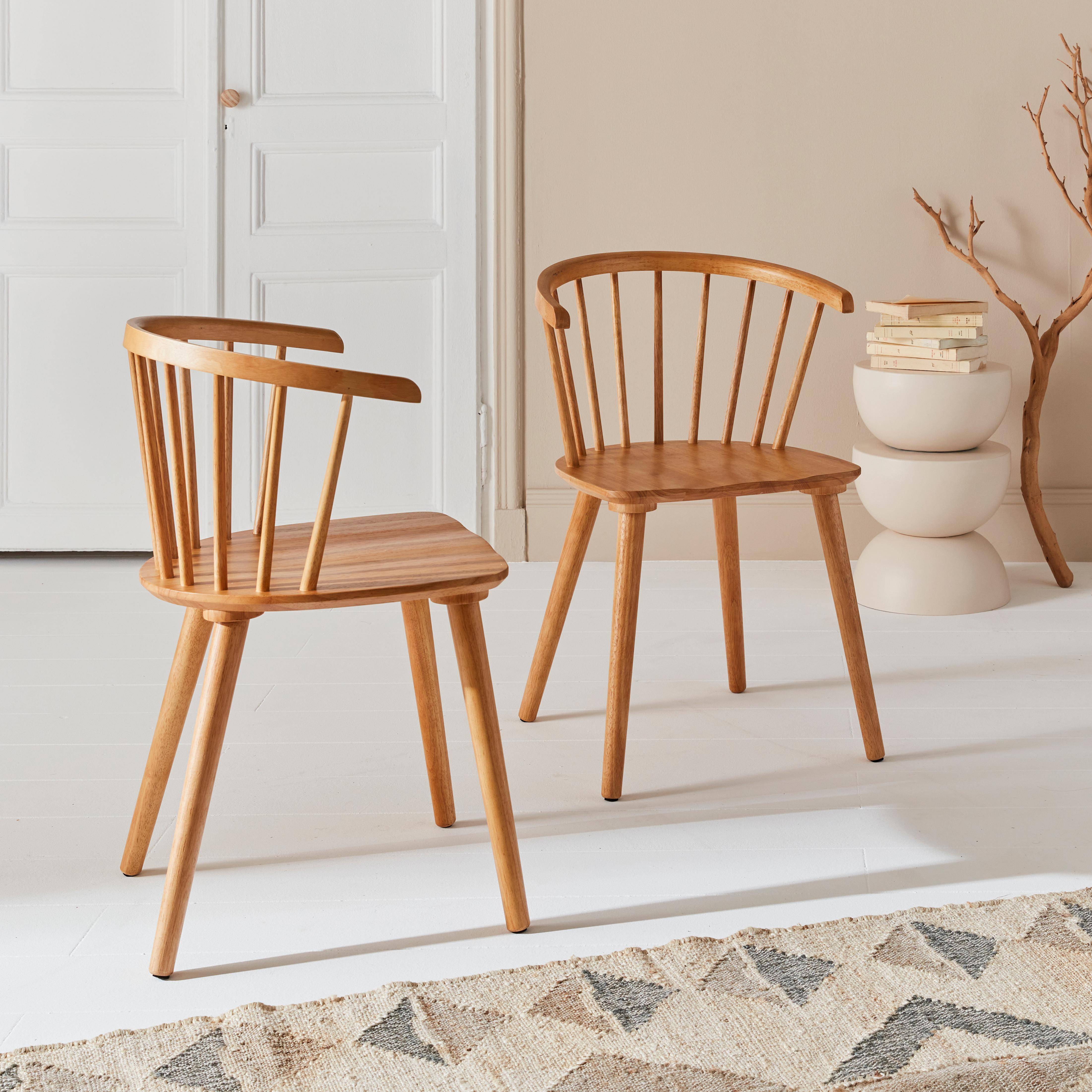 Pair of  Wood and Plywood Spindle Chairs, natural, L53 x W47.5 x H76cm ,sweeek,Photo2