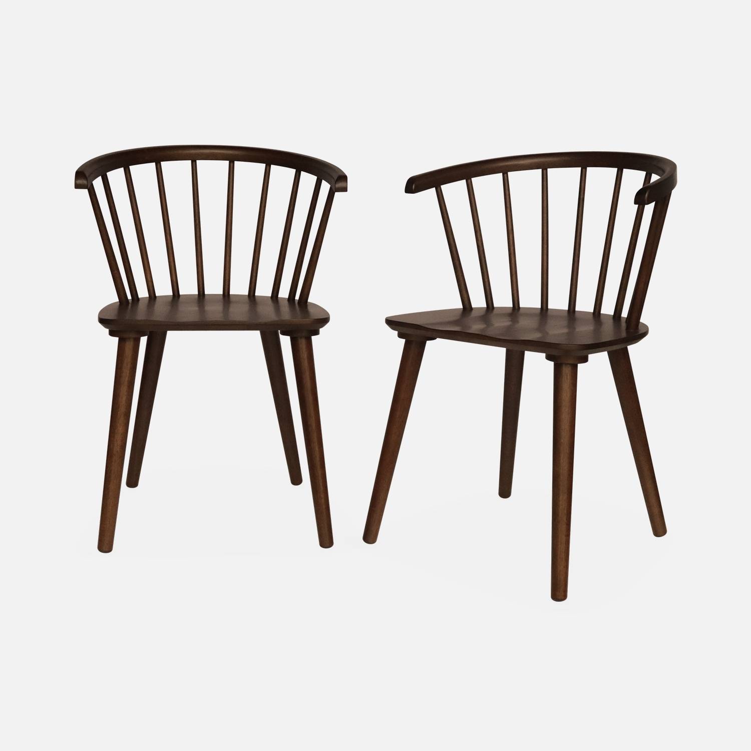 Pair of Wood and Plywood Spindle Chairs, dark wood, L53 x W47.5 x H76cm | sweeek