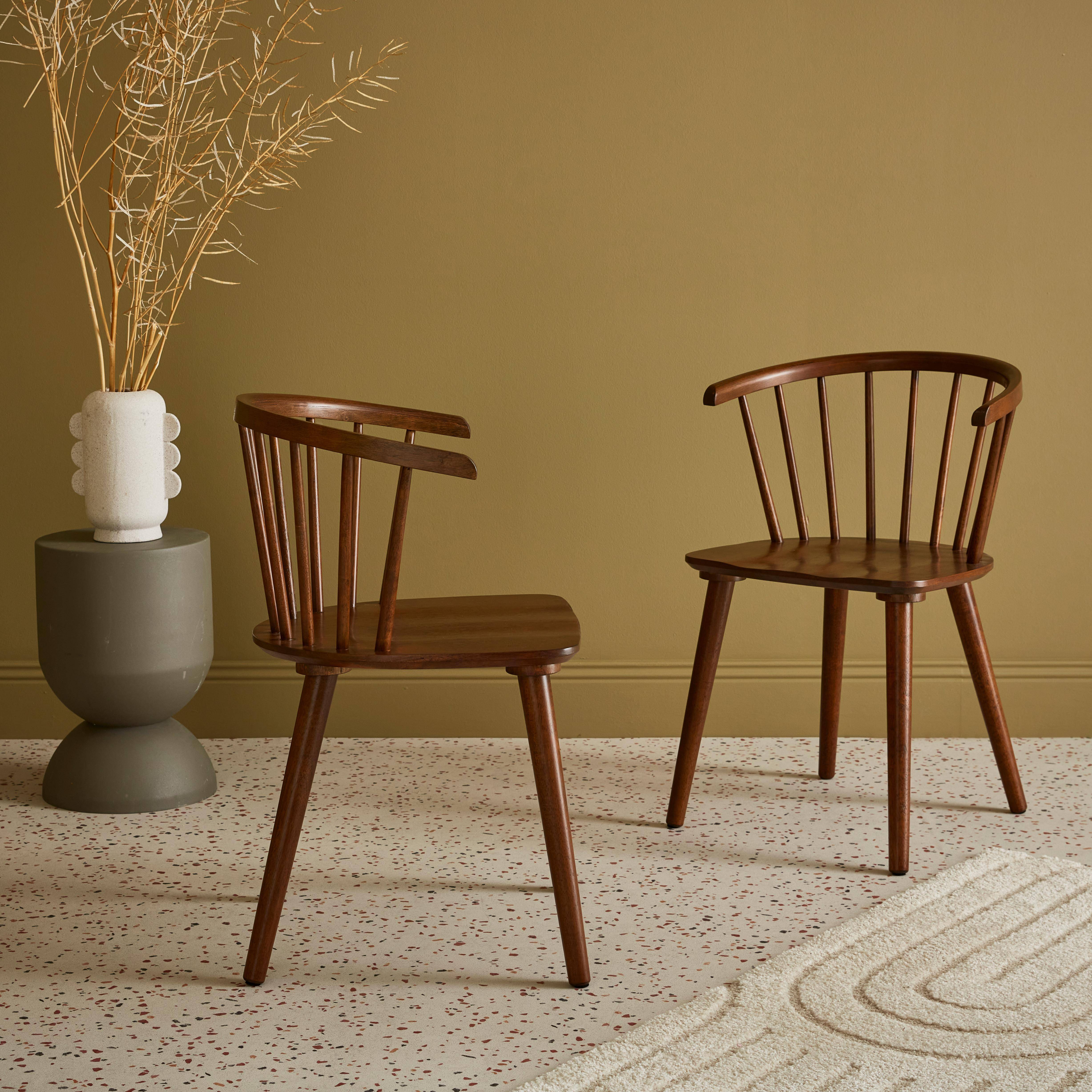 Set van 2 stoelen in walnootkleurig hout en multiplex, Paula, B 51 x D 53 x H 75cm,sweeek,Photo2