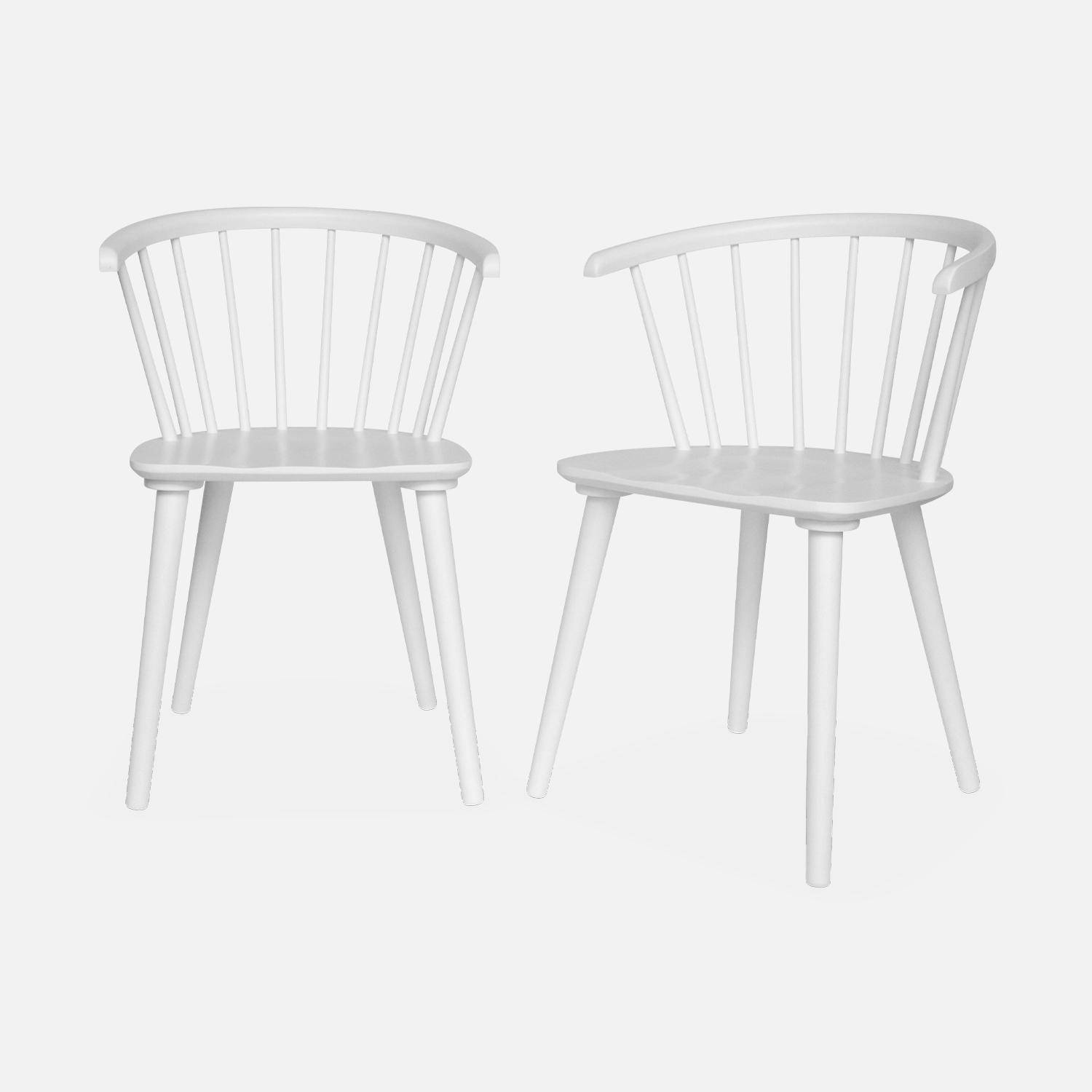 Set van 2 witte houten en multiplex stoelen met spijlen, Paula, B 51 x D 53 x H 75cm Photo3