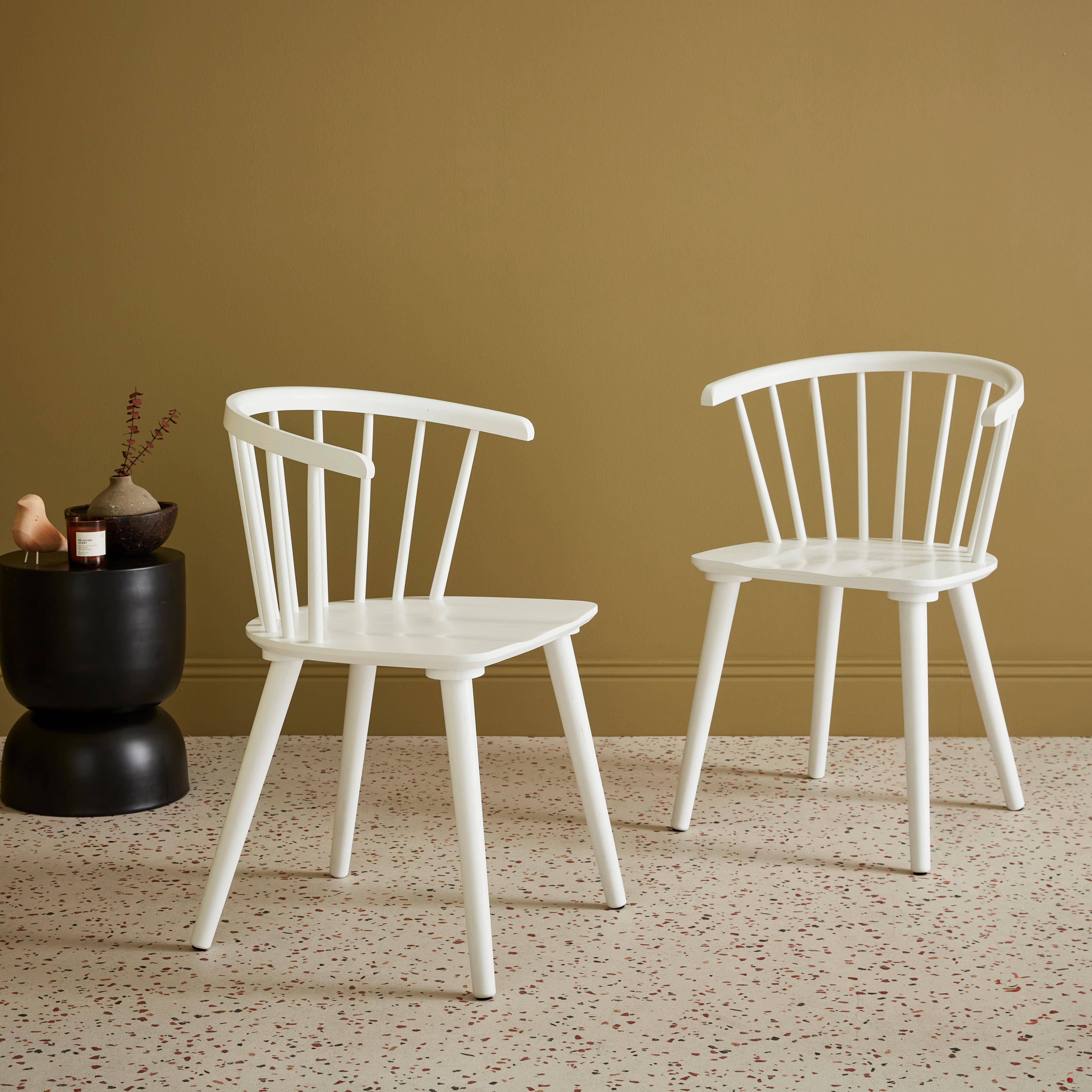 Pair of Wood and Plywood Spindle Chairs, white, L53 x W47.5 x H76cm Photo1