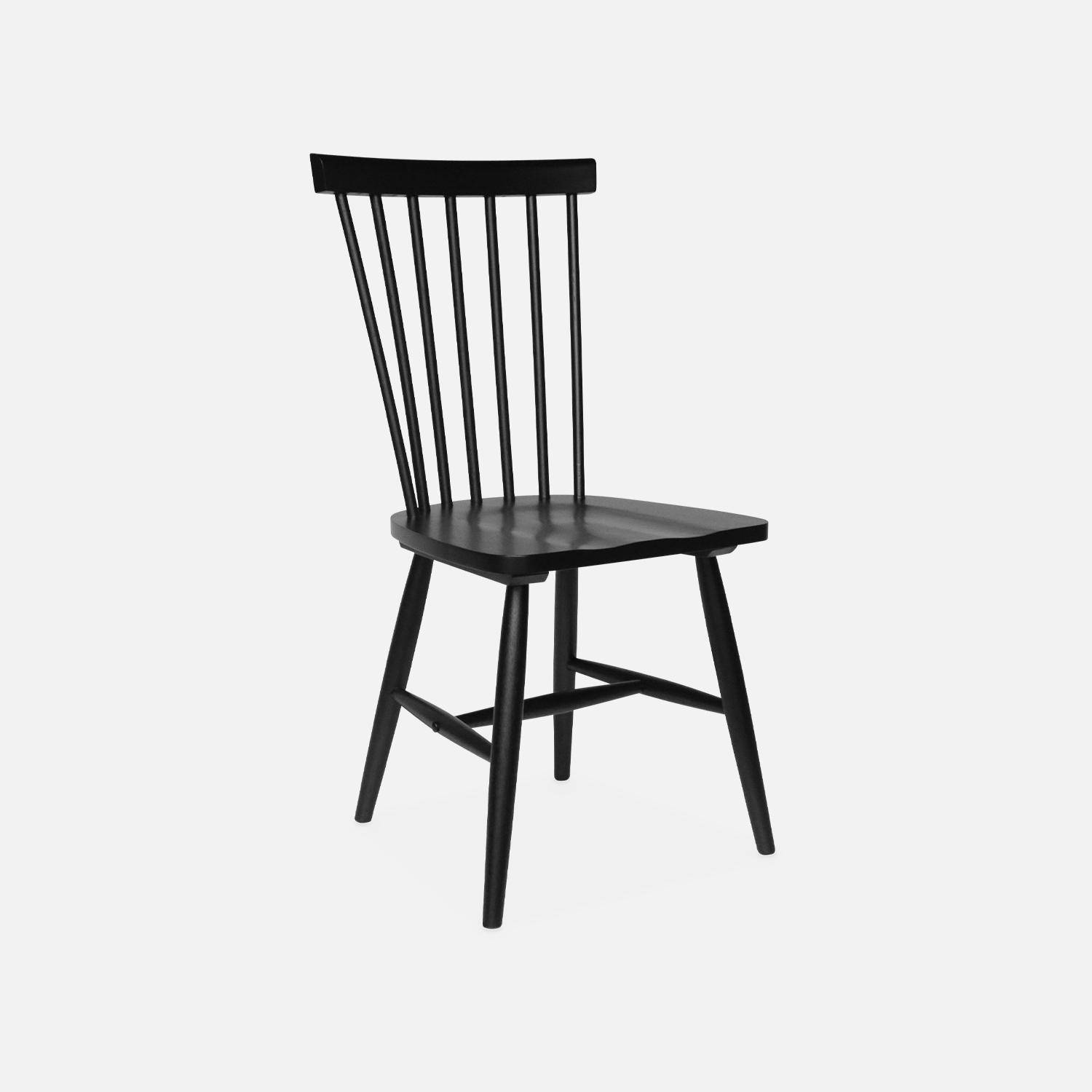 Lot de 2 chaises noires à barreaux en bois d'hévéa, ROMIE, L 50,8 x P 44,2 x H 90cm,sweeek,Photo5