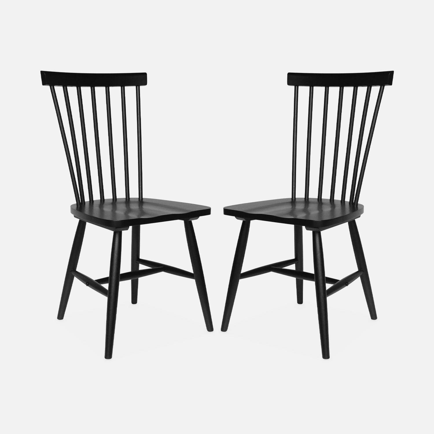 Lot de 2 chaises noires à barreaux en bois d'hévéa, ROMIE, L 50,8 x P 44,2 x H 90cm,sweeek,Photo4