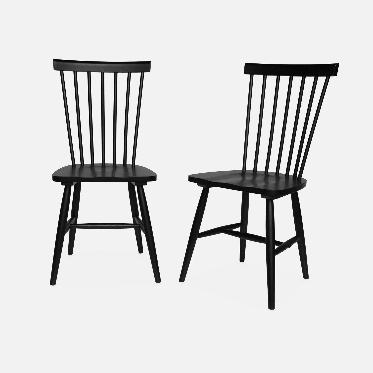 Lot de 2 chaises noires à barreaux en bois d'hévéa, ROMIE, L 50,8 x P 44,2 x H 90cm,sweeek,Photo3