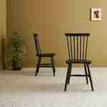 Lot de 2 chaises noires à barreaux en bois d'hévéa, ROMIE, L 50,8 x P 44,2 x H 90cm Photo2