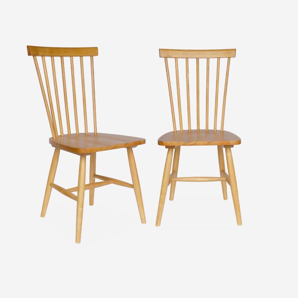 Silla de madera de hevea, set de 2, Natural