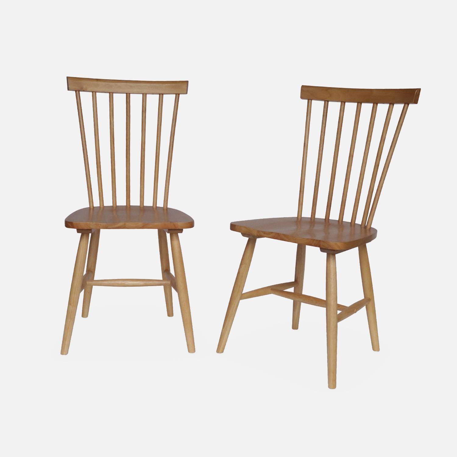 2er Set naturfarbene Stühlen mit Sprossen aus Hevea-Holz