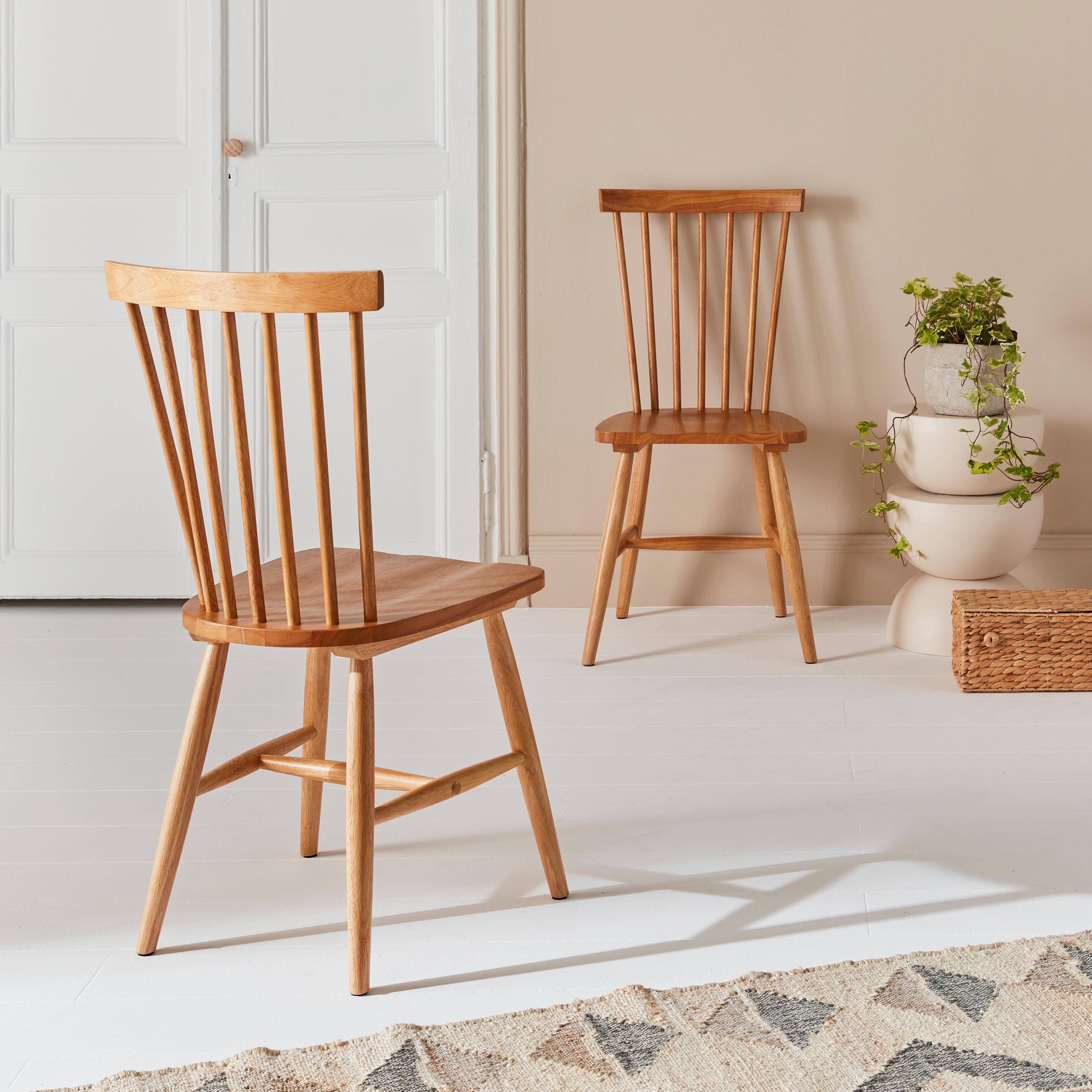 Set van 2 naturel rubberhouten stoelen, Romie, B 50,8 x D 44,2 x H 90cm,sweeek,Photo1