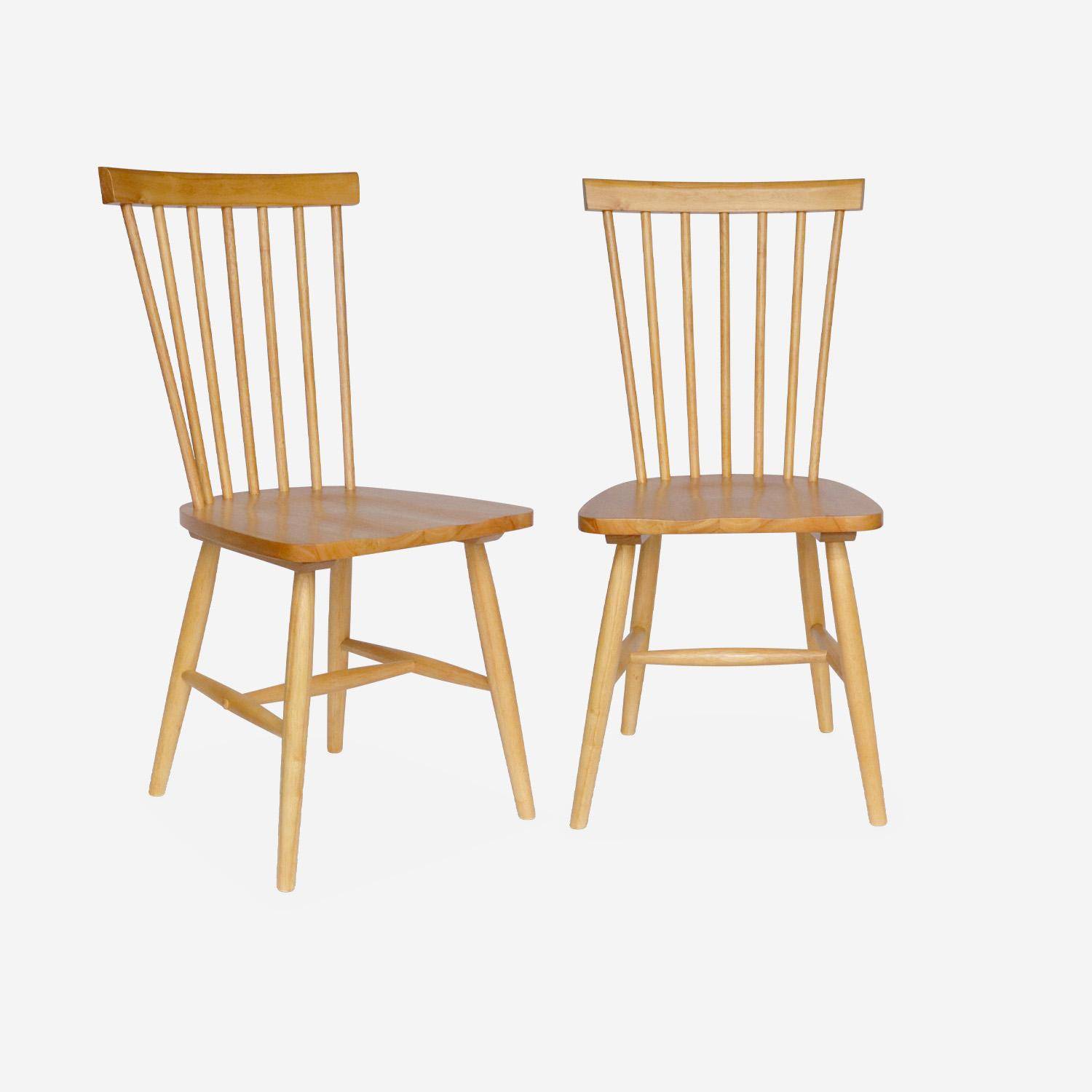 Lot de 2 chaises naturelles à barreaux en bois d'hévéa, ROMIE, L 50,8 x P 44,2 x H 90cm Photo3