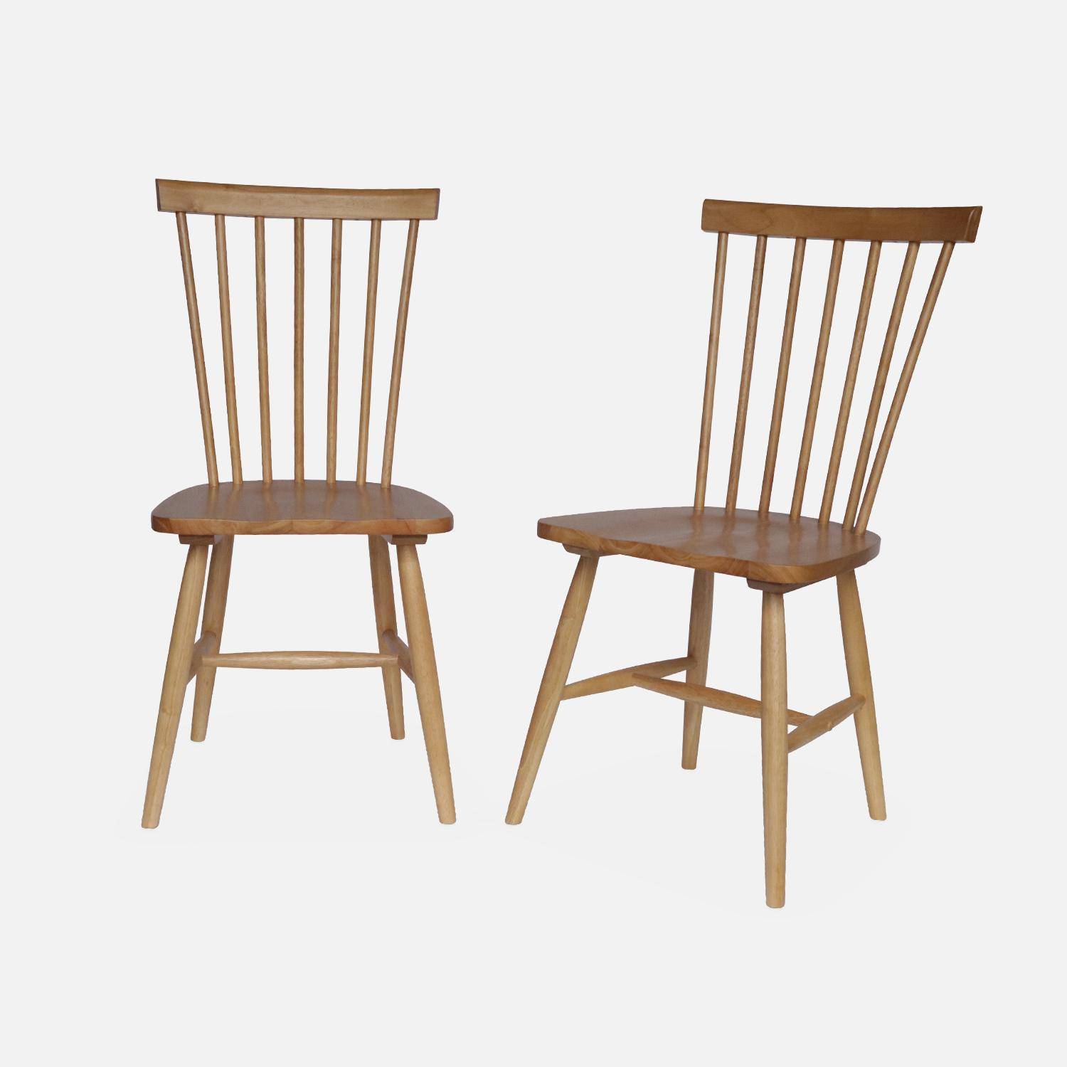 Pair of dining room chairs in Hevea wood,  L49 x W44 x H90 cm, Natural Photo3