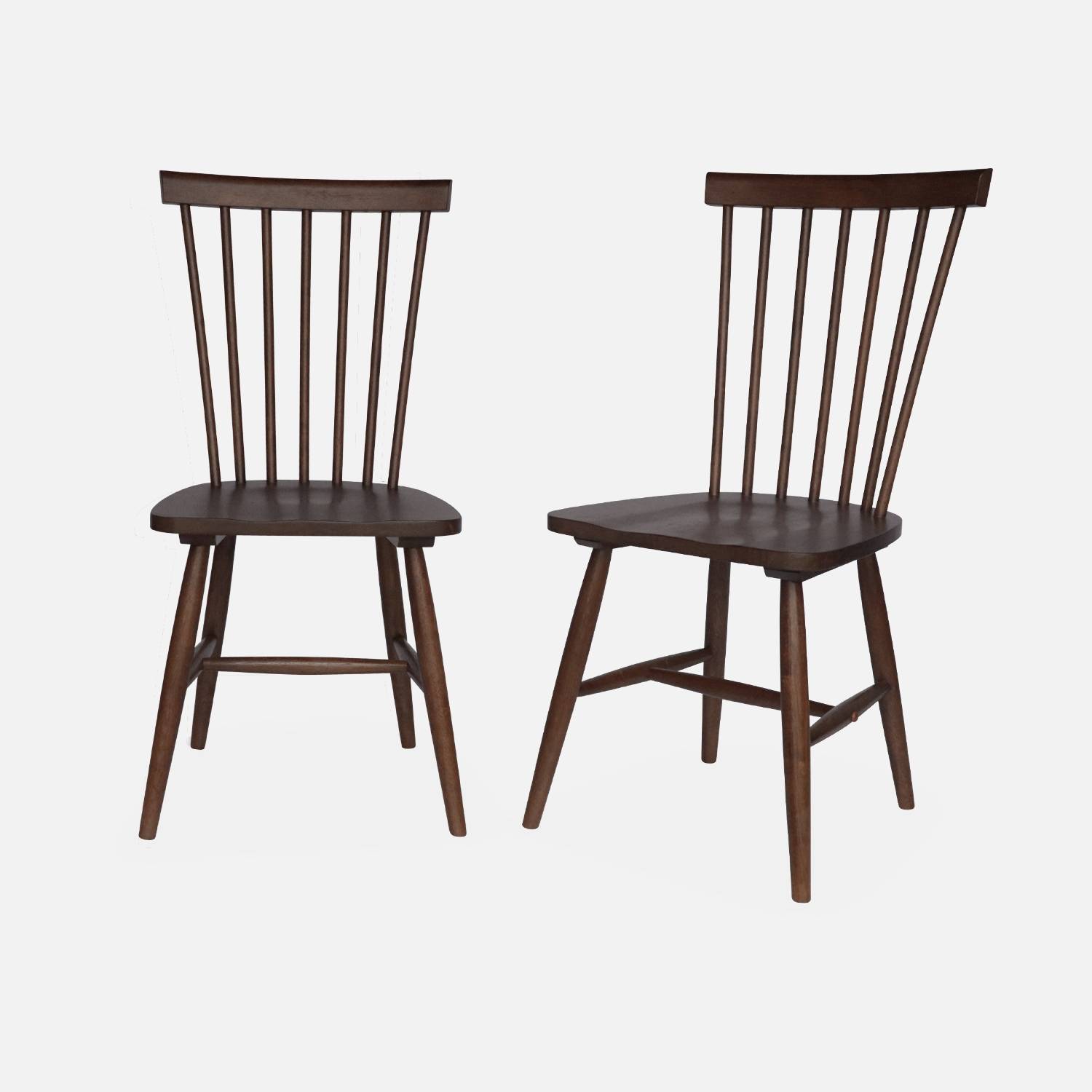 Set von 2 nussbaumfarbenen Stühlen mit Sprossen aus Hevea-Holz