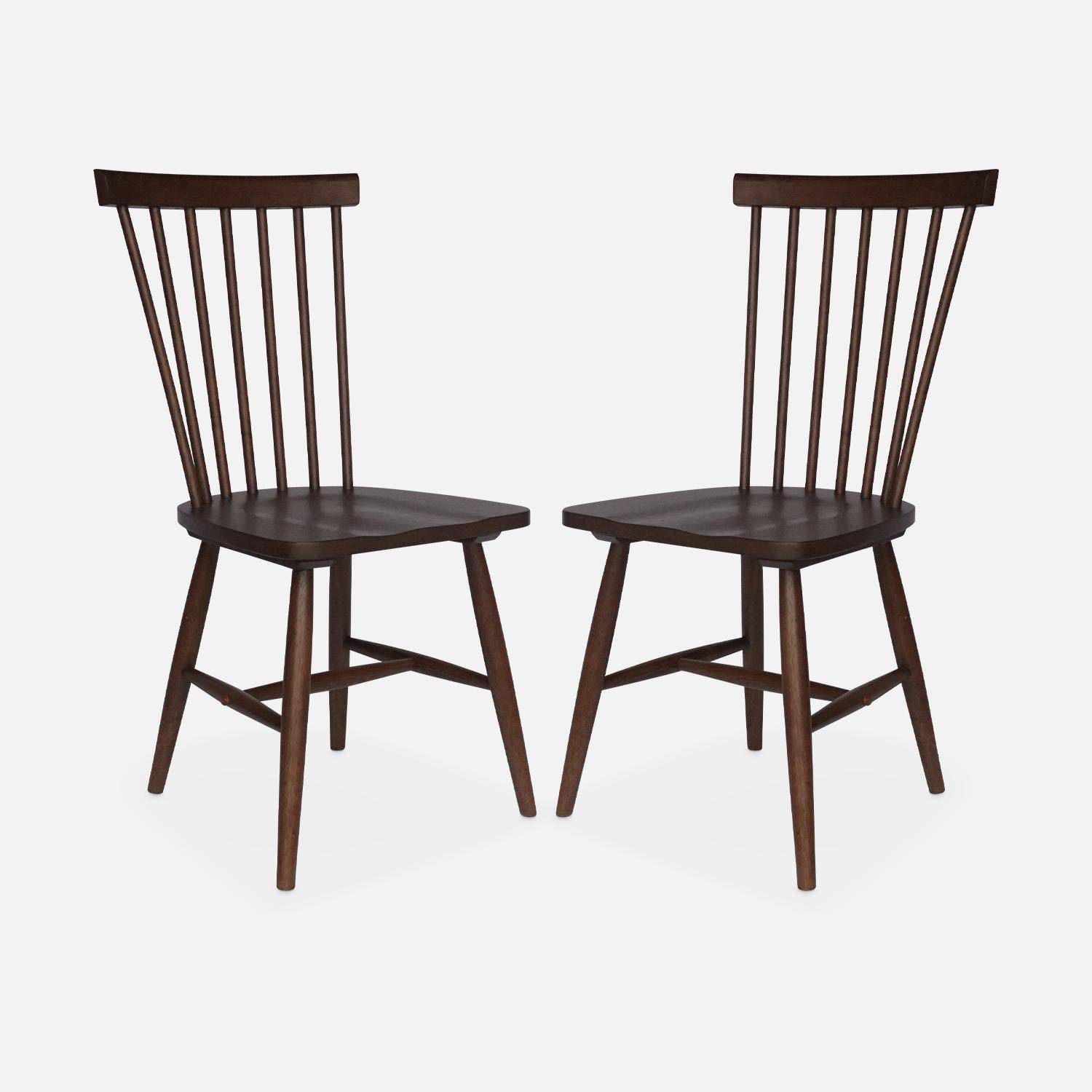 Pair of dining room chairs in Hevea wood,  L49 x W44 x H90 cm, Dark wood Photo5