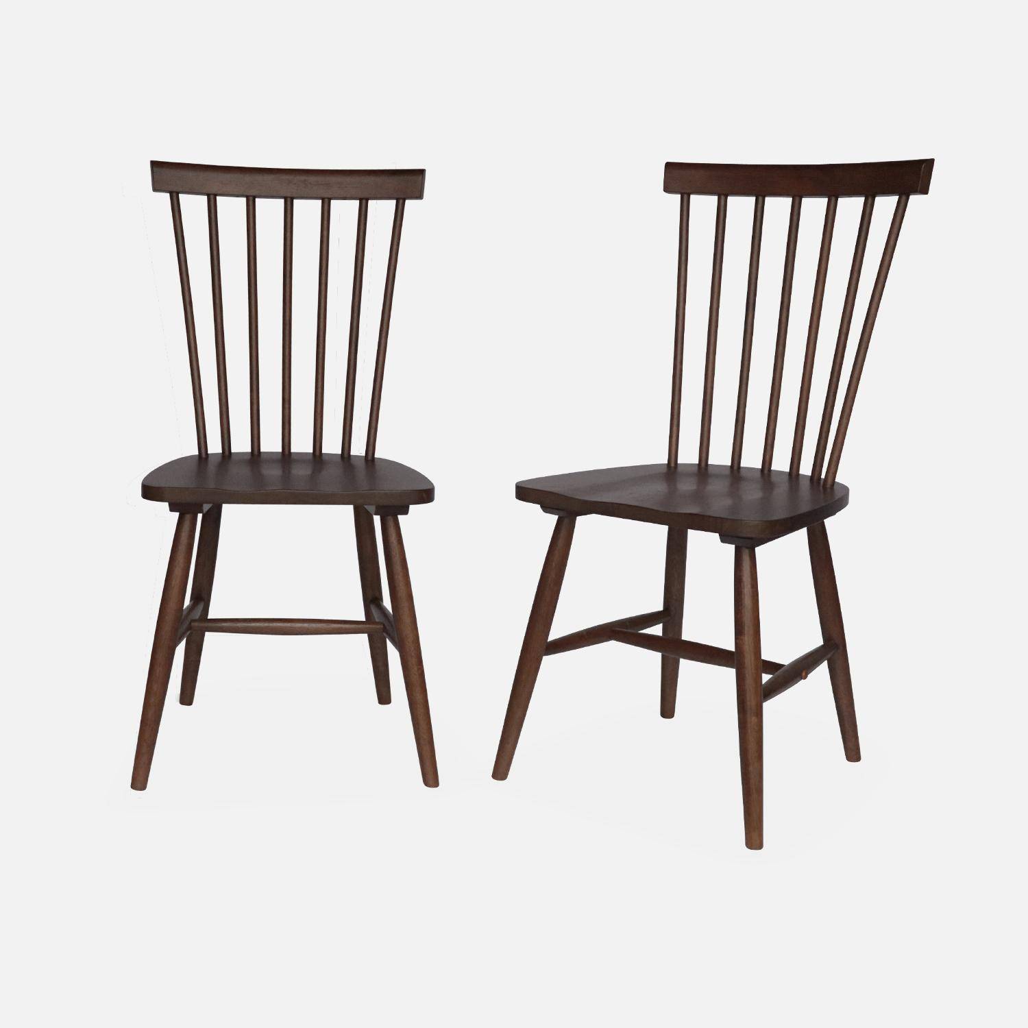 Lot de 2 chaises noyer à barreaux en bois d'hévéa, ROMIE, L 50,8 x P 44,2 x H 90cm.  Photo4