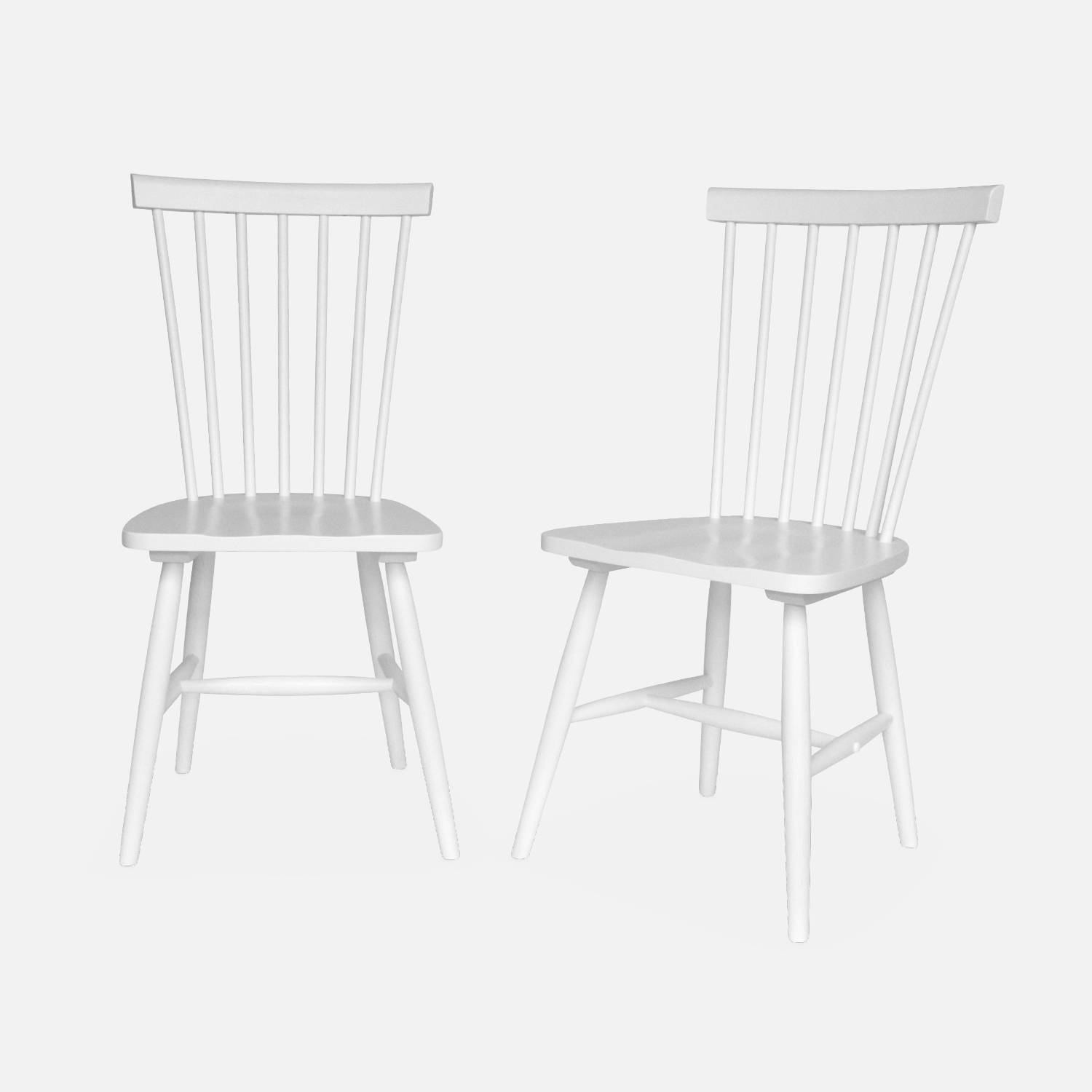 Lot de 2 chaises blanches à barreaux en bois d'hévéa  | sweeek