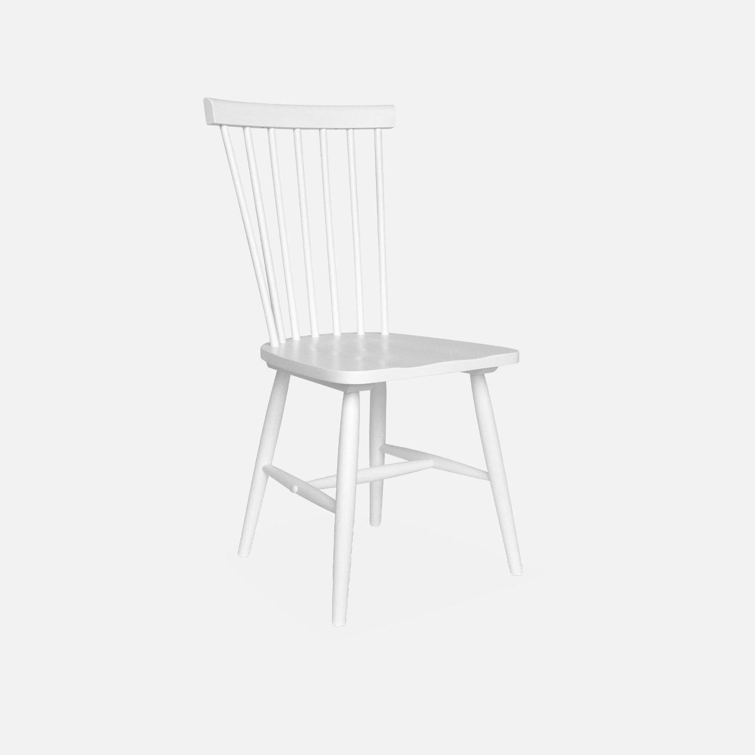 Lot de 2 chaises blanches à barreaux en bois d'hévéa, ROMIE, L 50,8 x P 44,2 x H 90cm.  Photo5