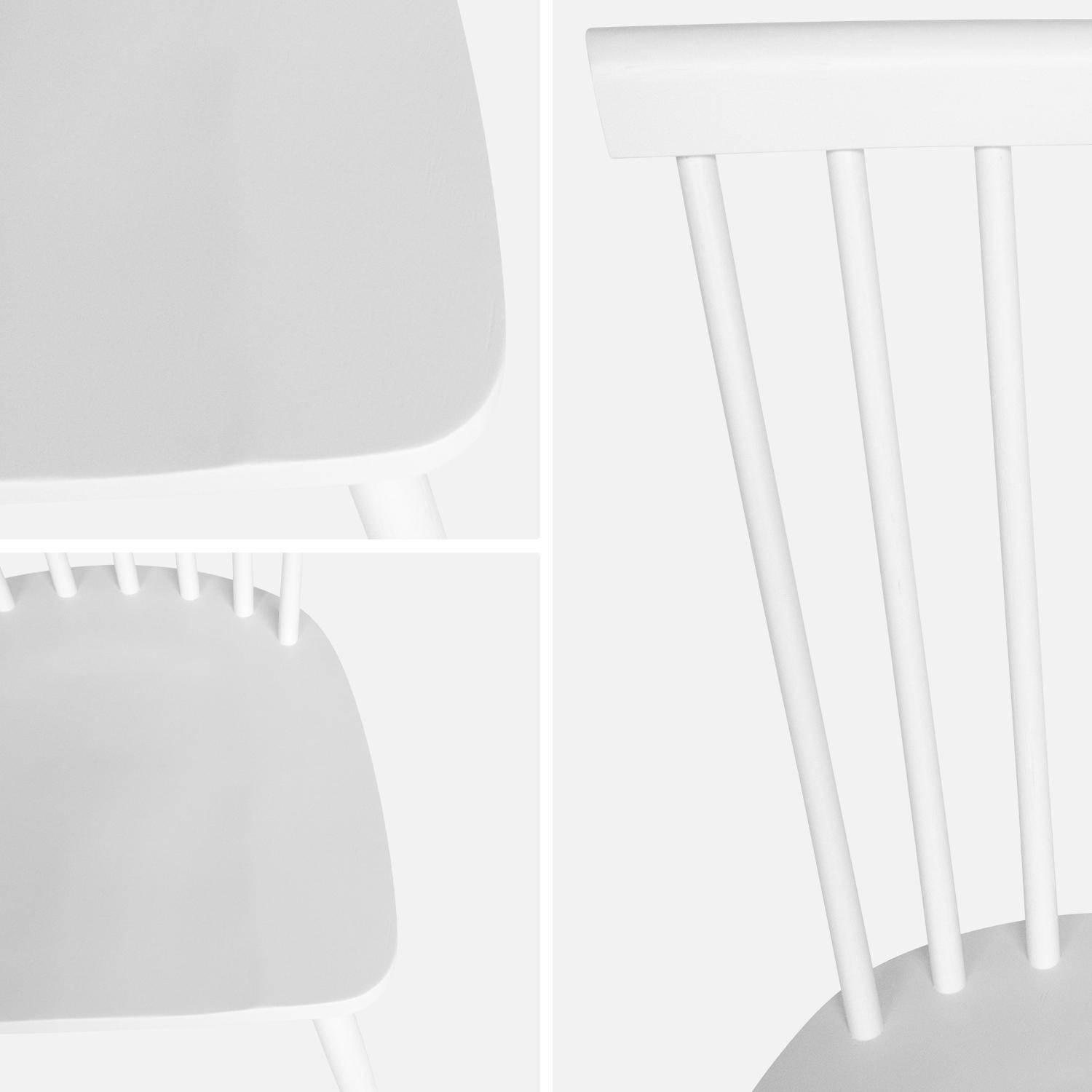 Lot de 2 chaises blanches à barreaux en bois d'hévéa, ROMIE, L 50,8 x P 44,2 x H 90cm.  Photo6