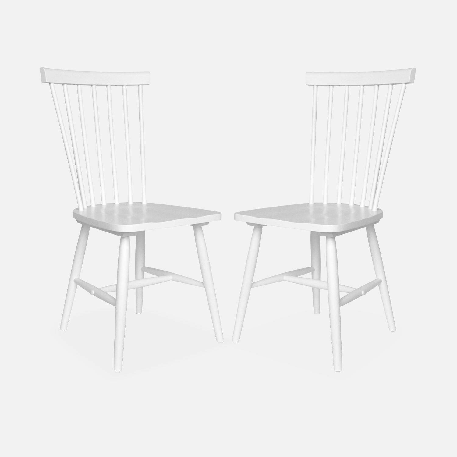 Lot de 2 chaises blanches à barreaux en bois d'hévéa, ROMIE, L 50,8 x P 44,2 x H 90cm.  Photo4
