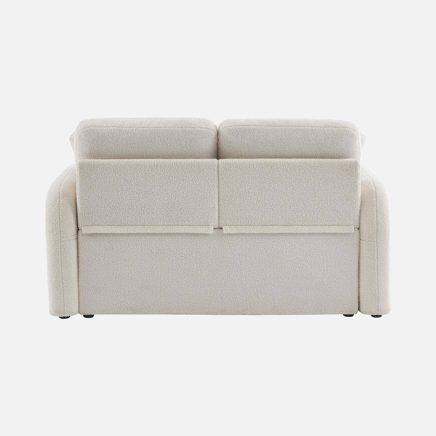 2-Sitzer-Sofa mit weißem Teddy Bouclé-Bezug, abgerundete Linien, Milano, B 150 x T 85 x H 85 cm,sweeek,Photo7
